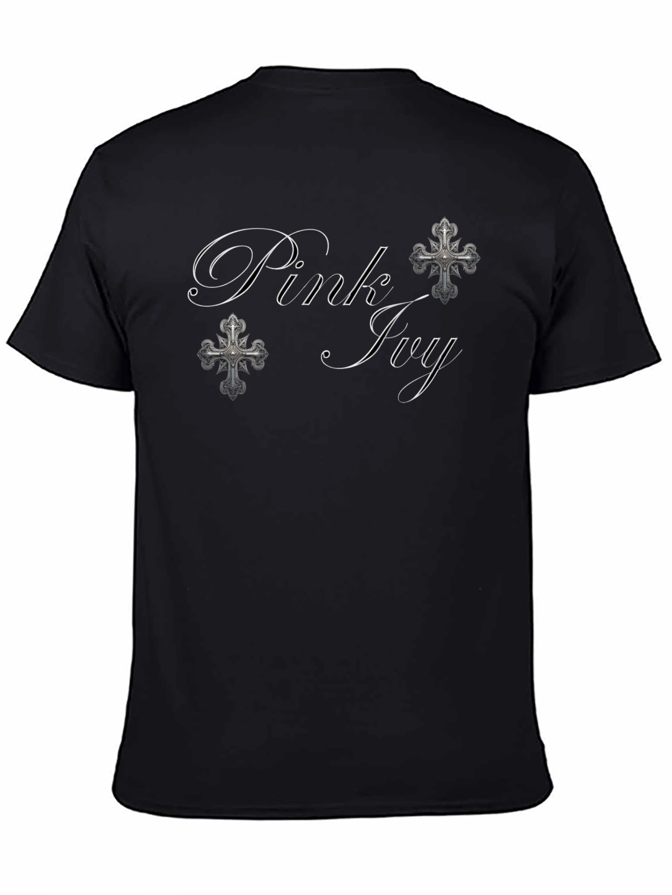 Pink Ivy Gothic Black T-Shirt