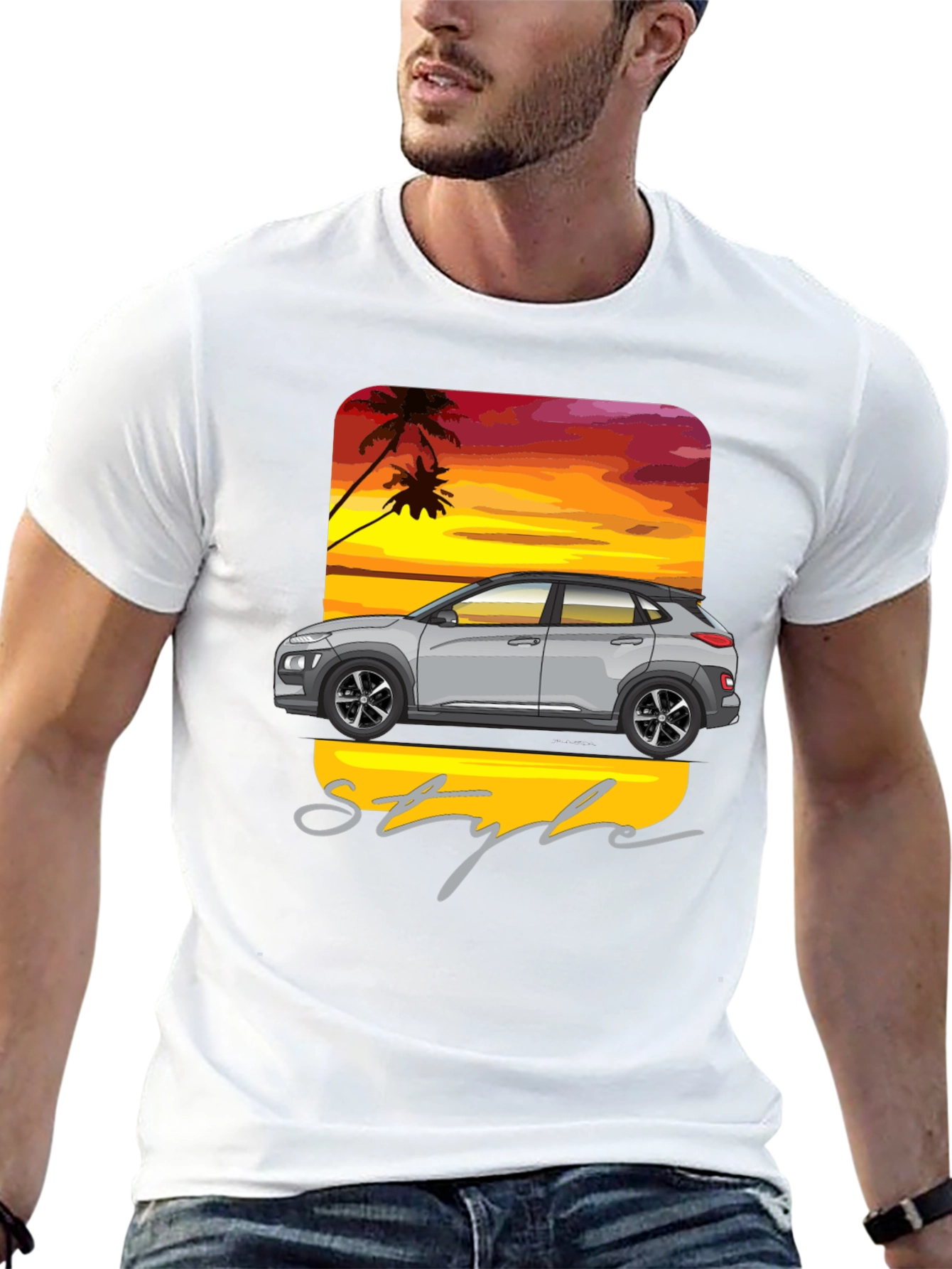 Tropical Car Style Graphic T-Shirt