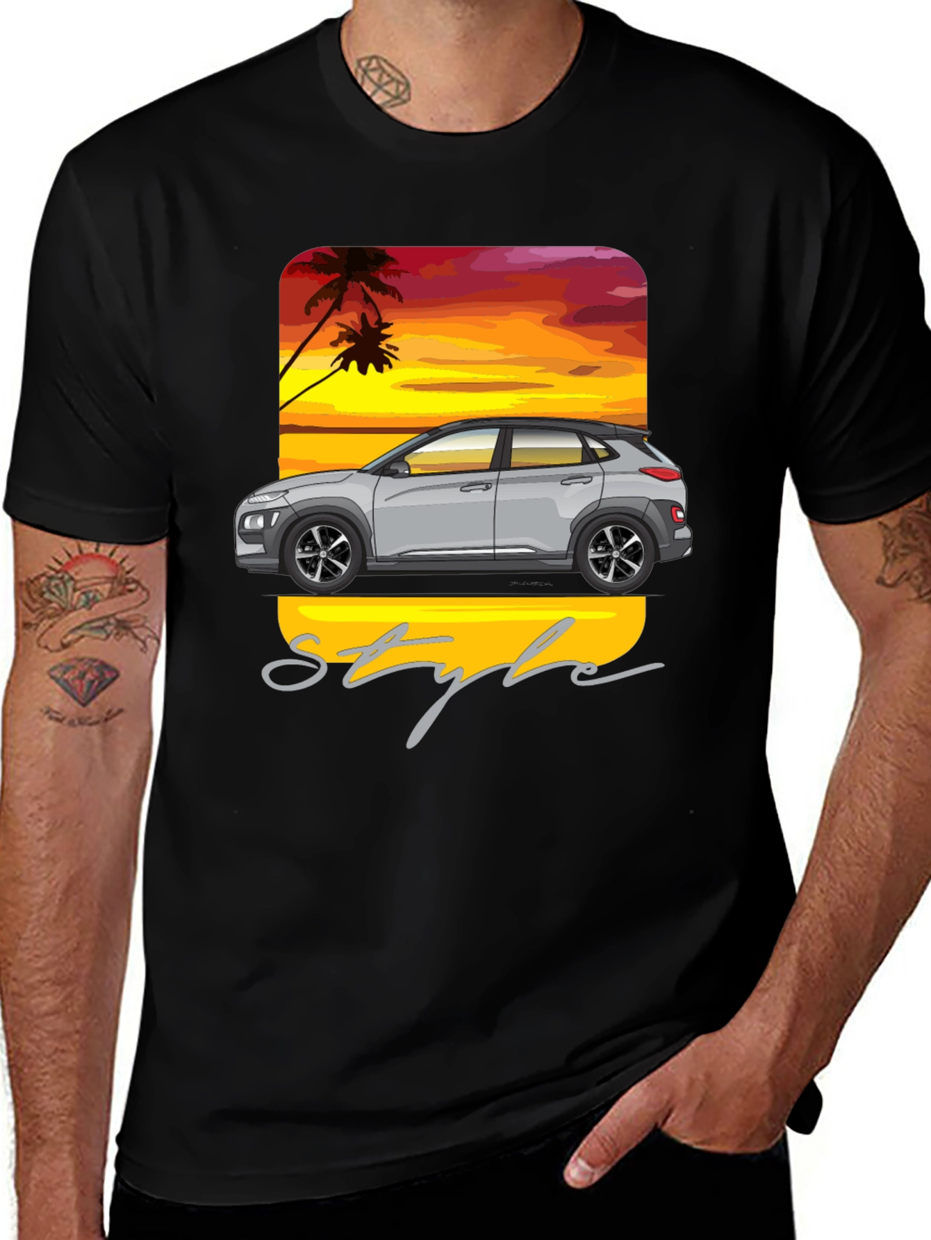 Tropical Car Style Graphic T-Shirt