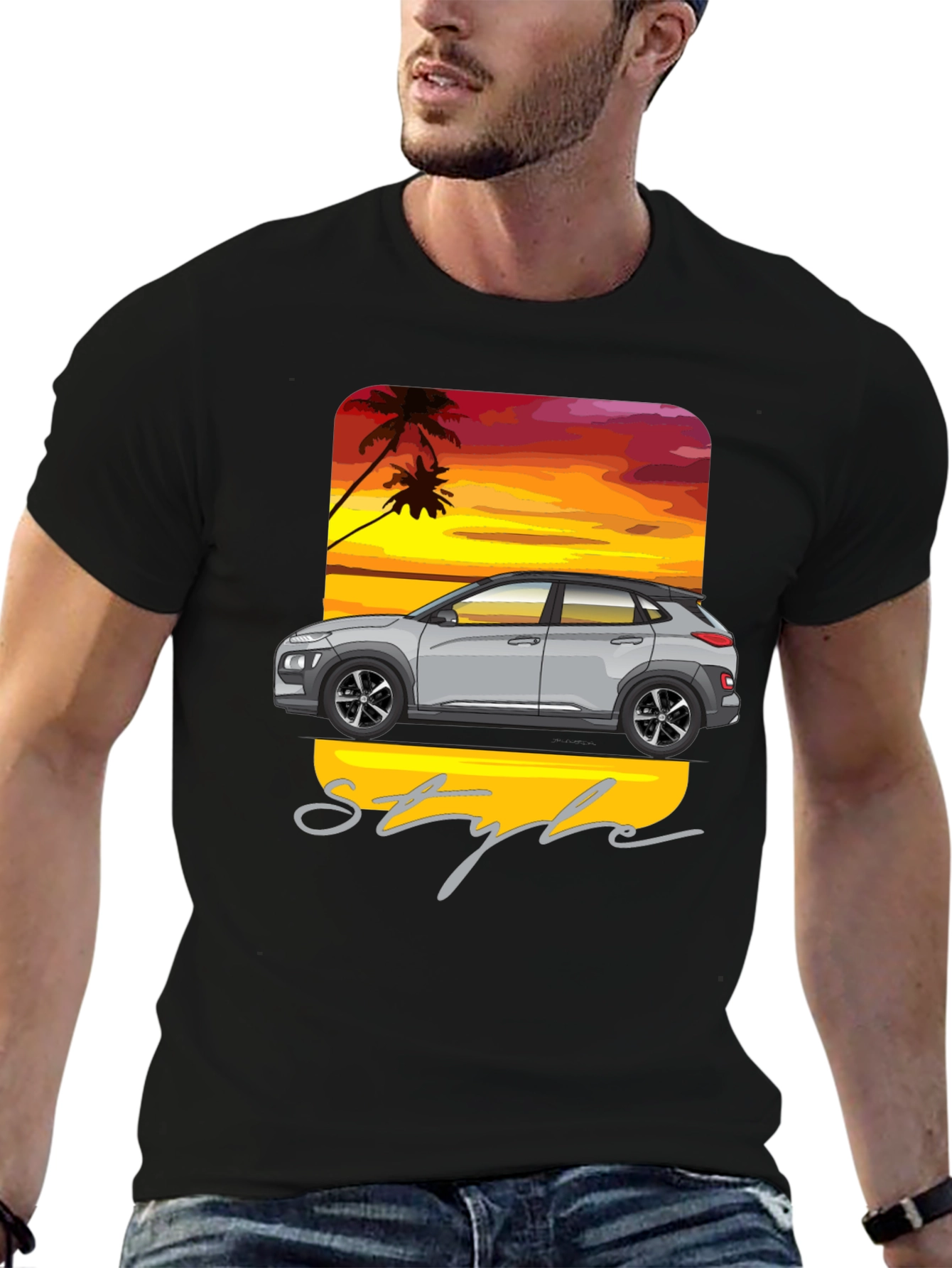 Tropical Car Style Graphic T-Shirt
