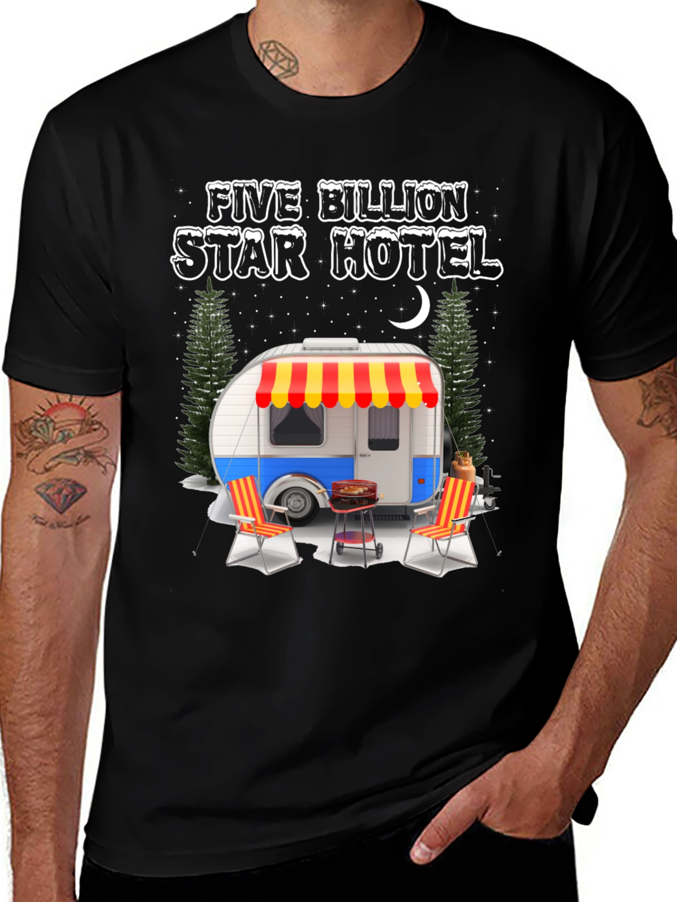Five Billion Star Hotel Camping Graphic Tee