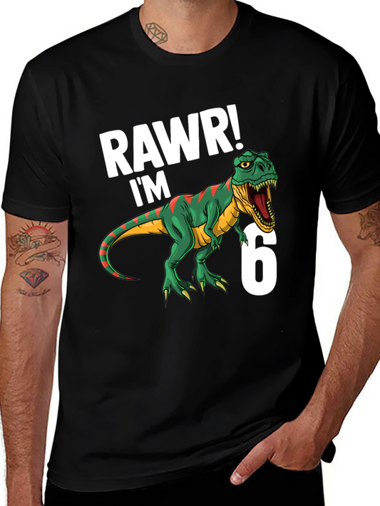 RAWR! Im 6! Dinosaur Birthday T-Shirt