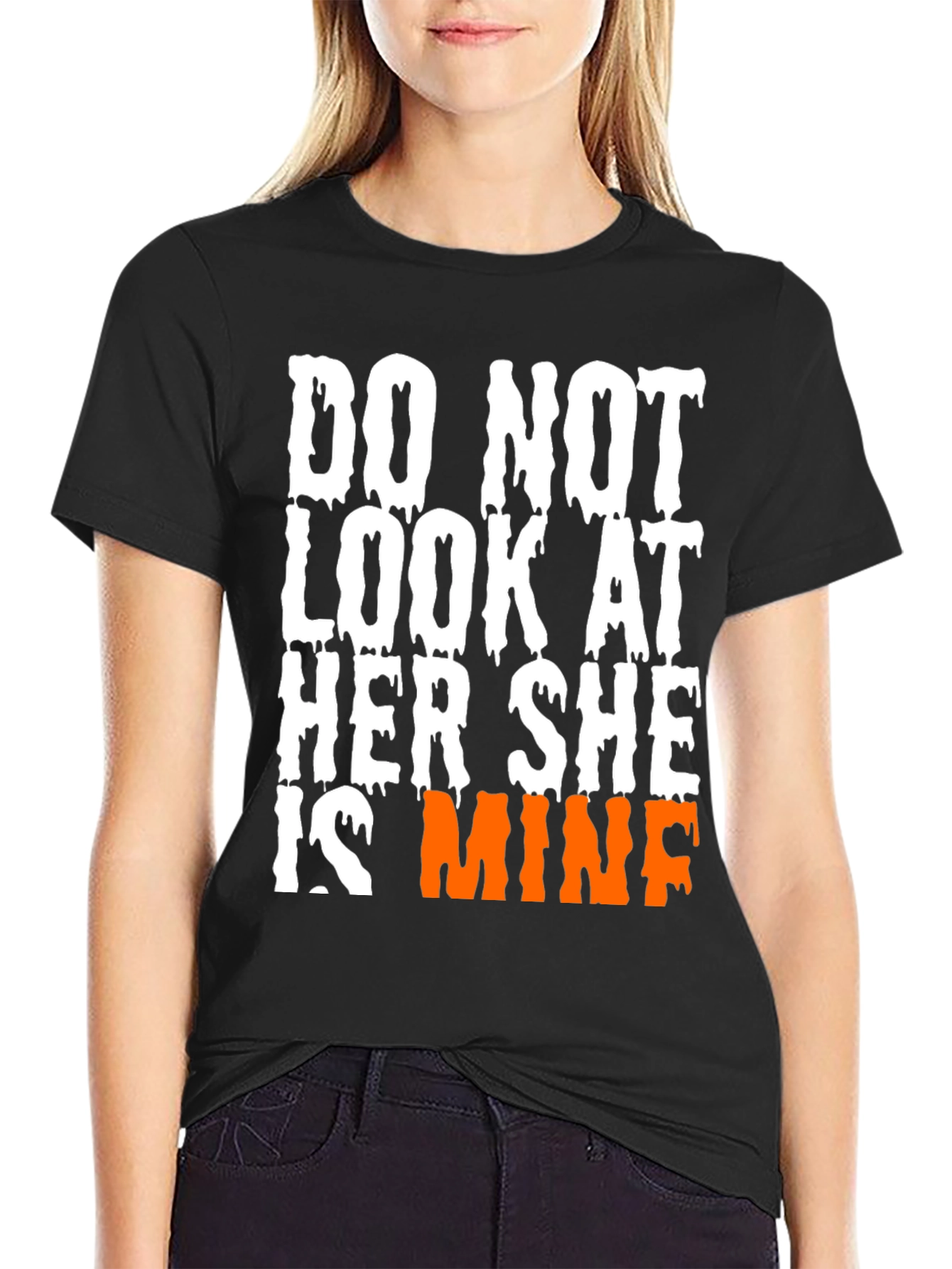 Funny Shes Mine Graphic Tee - Black