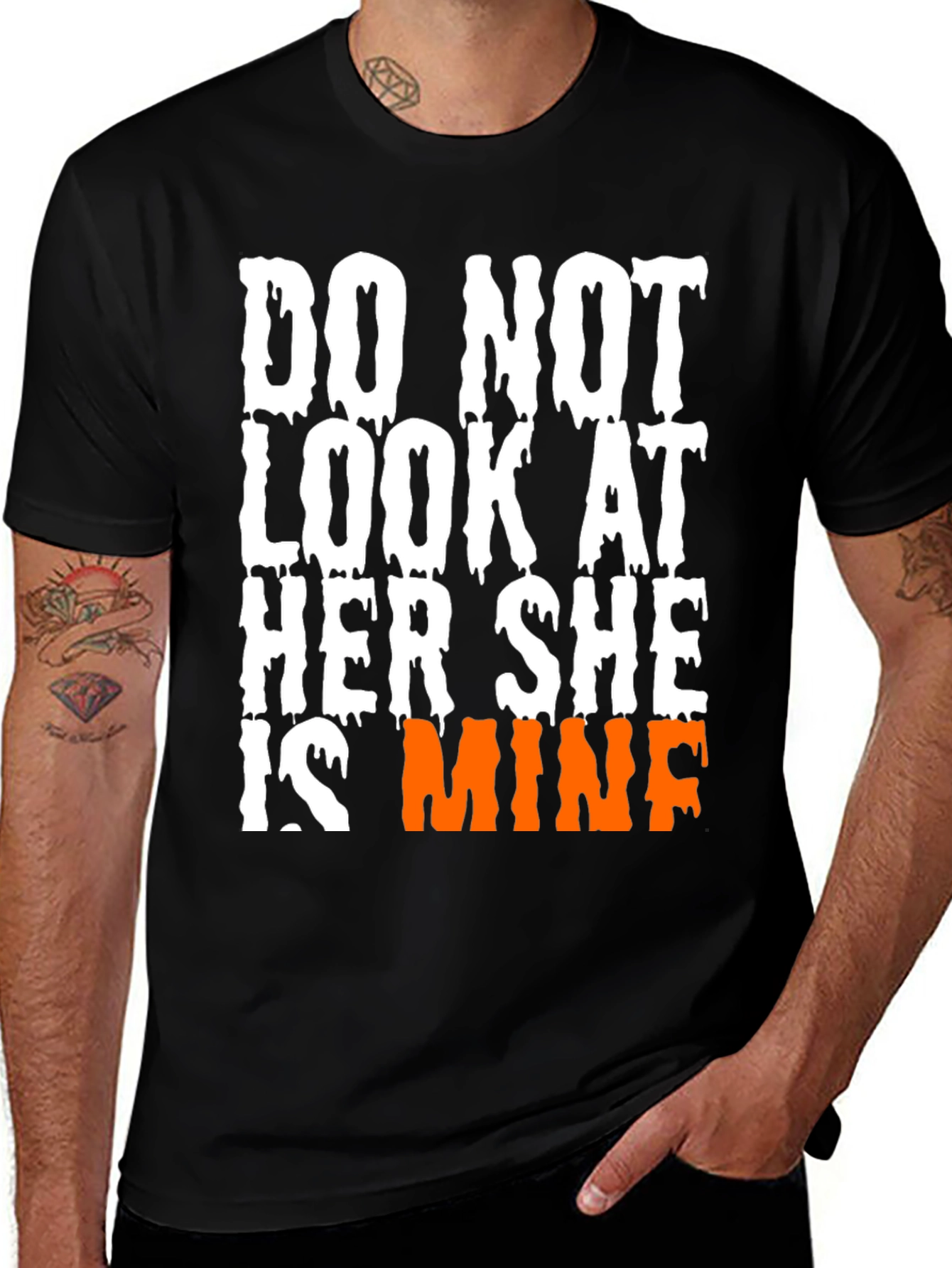 Funny Shes Mine Graphic Tee - Black