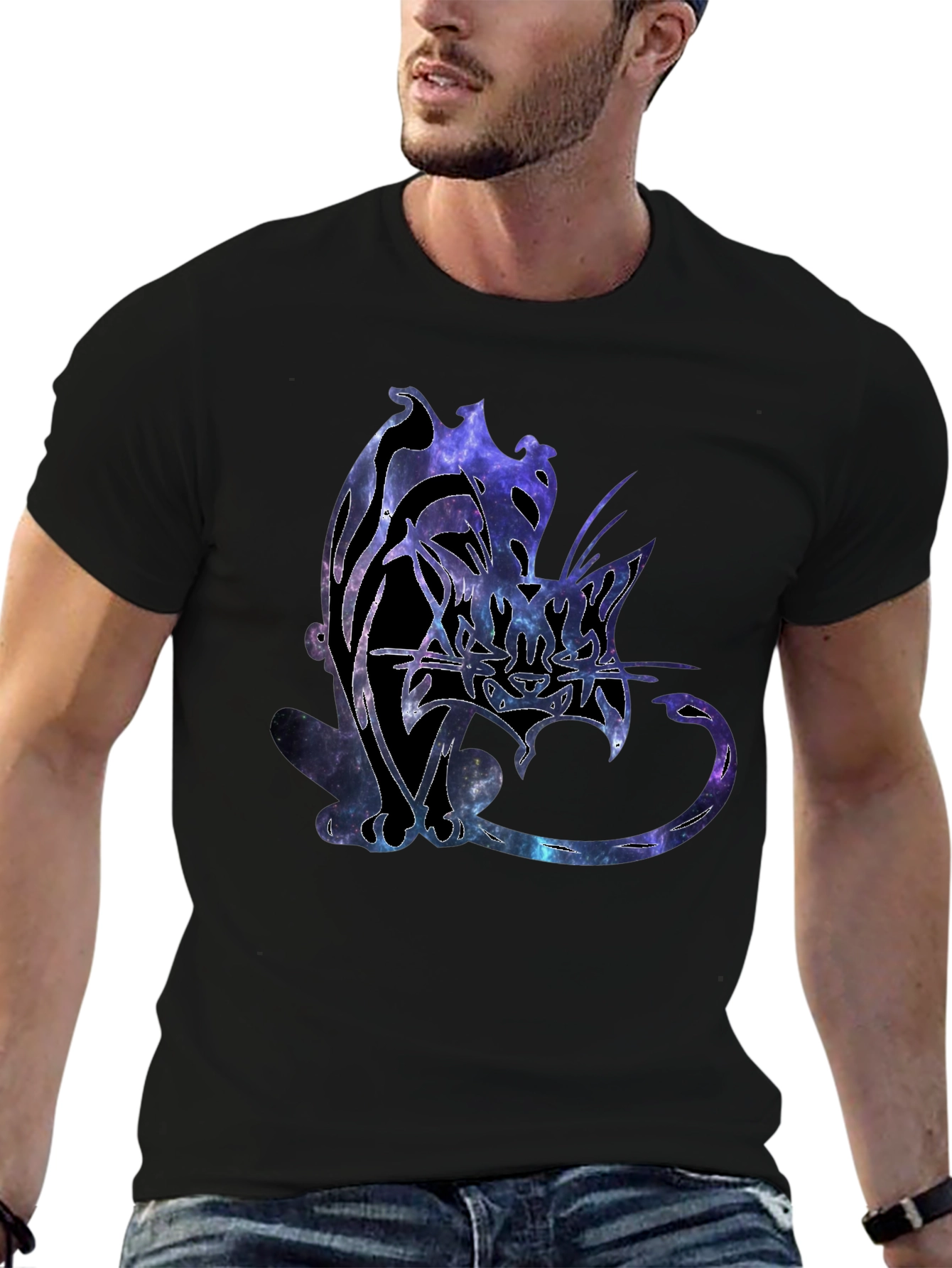 Galaxy Cat Graphic T-Shirt - Unique Space Design