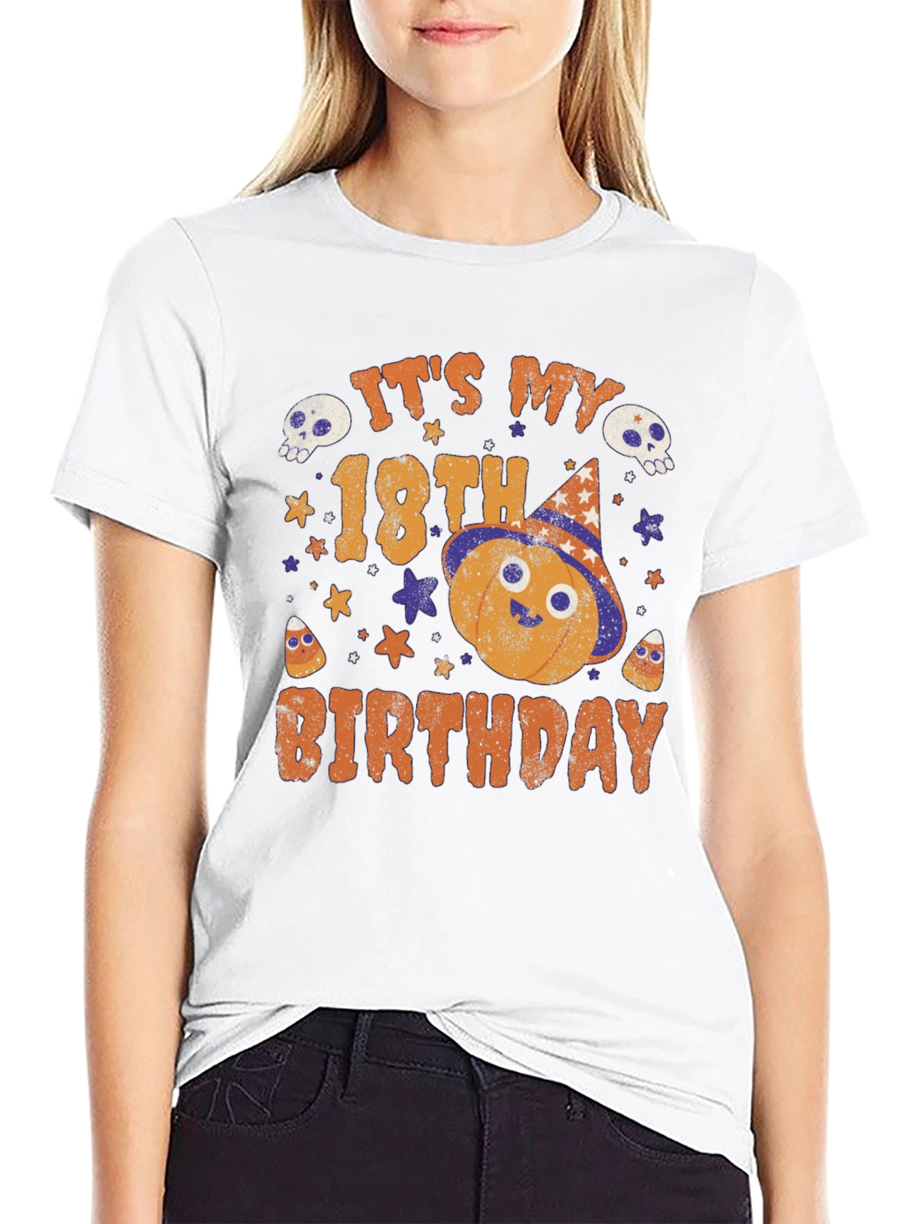 Halloween 18th Birthday T-Shirt - Pumpkin Design
