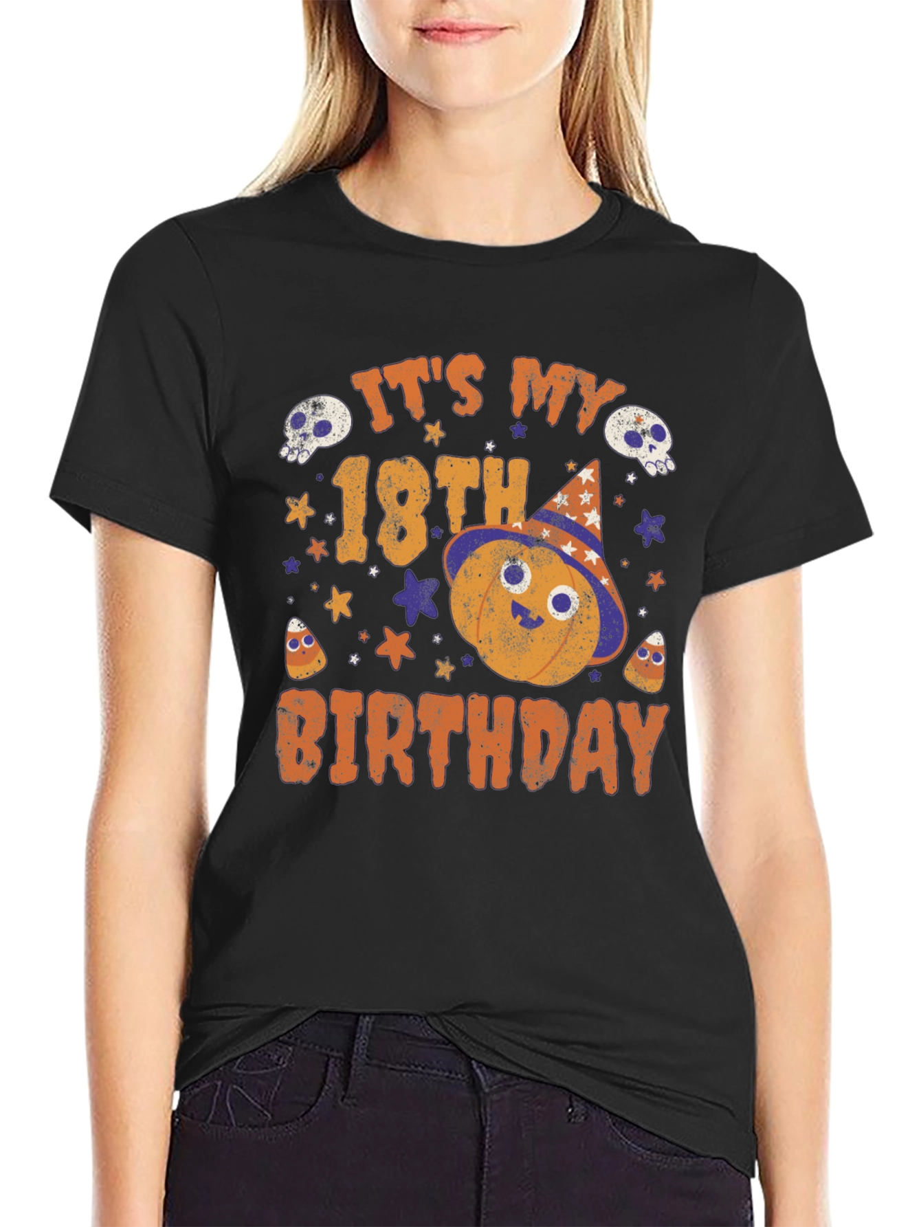 Halloween 18th Birthday T-Shirt - Pumpkin Design