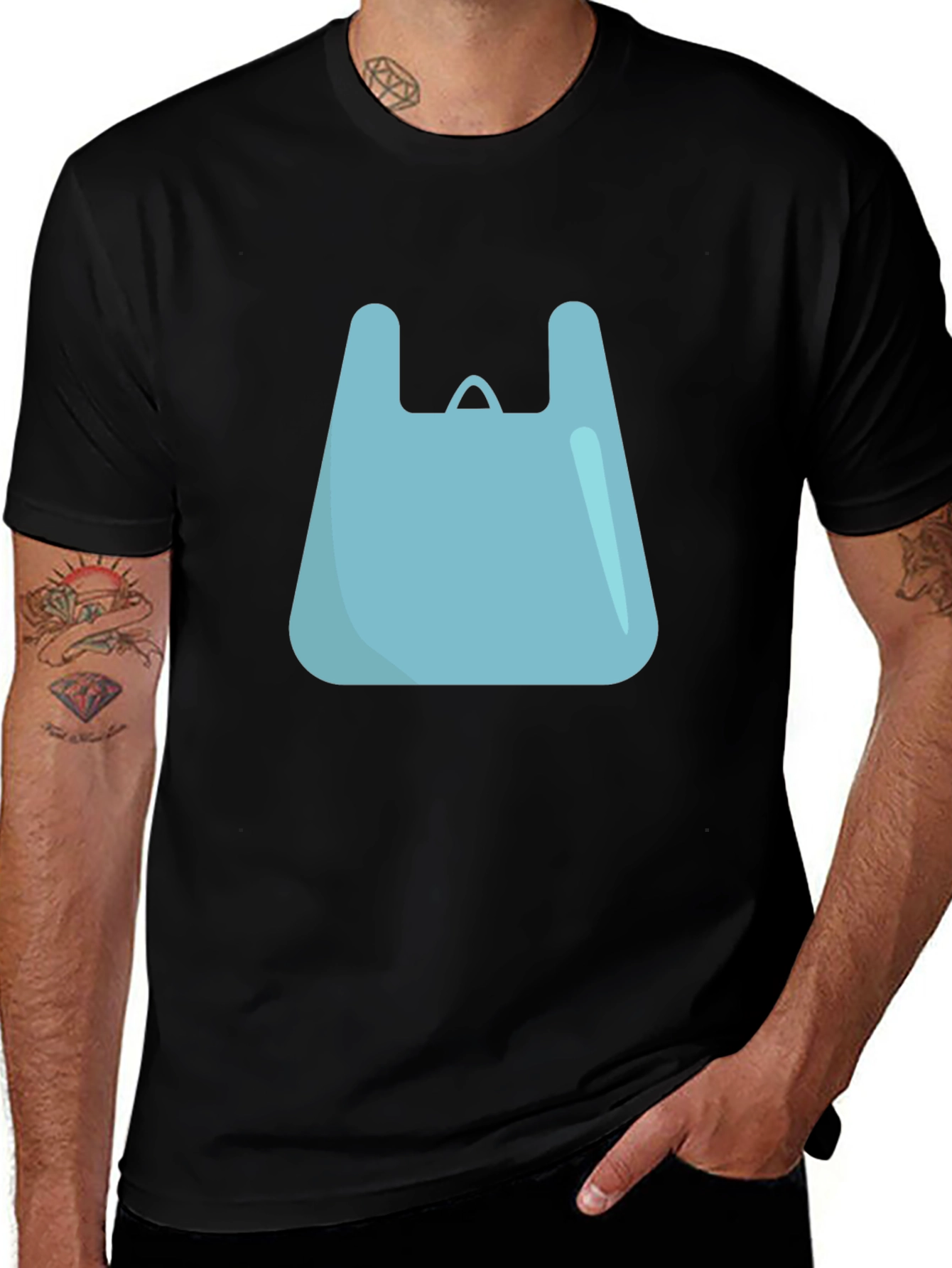 Cool Graphic Tee - Blue Shopping Bag