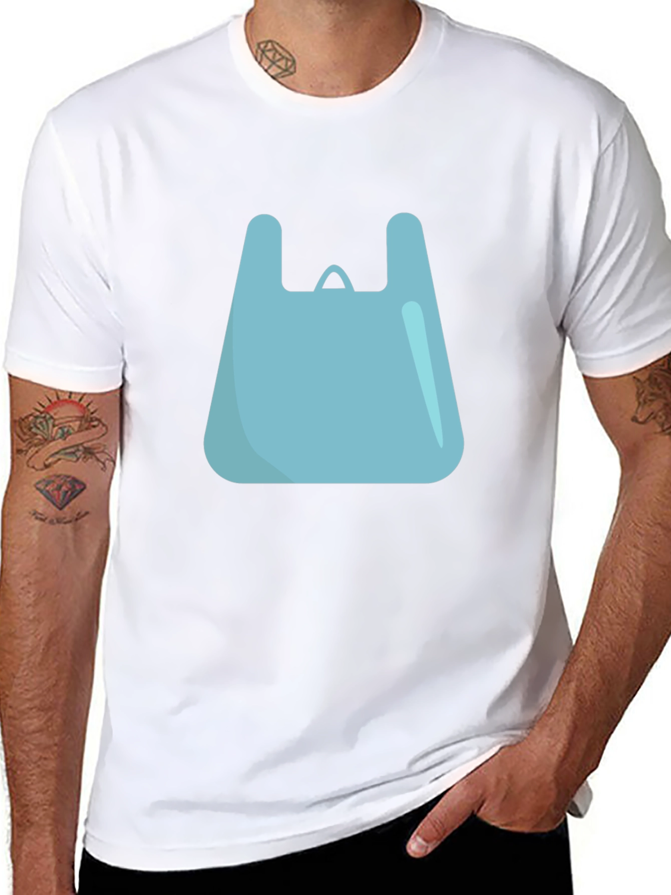 Cool Graphic Tee - Blue Shopping Bag