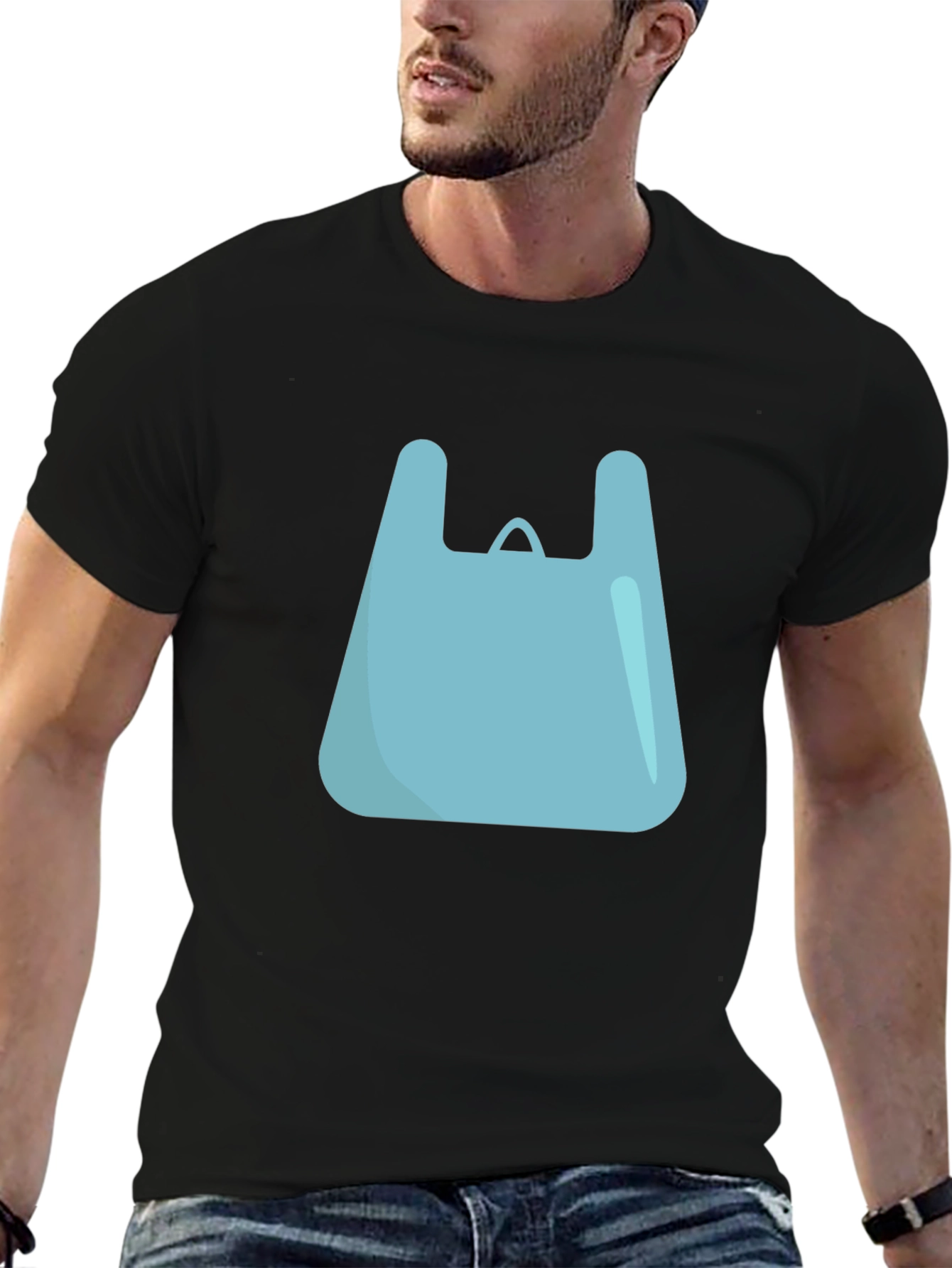 Cool Graphic Tee - Blue Shopping Bag