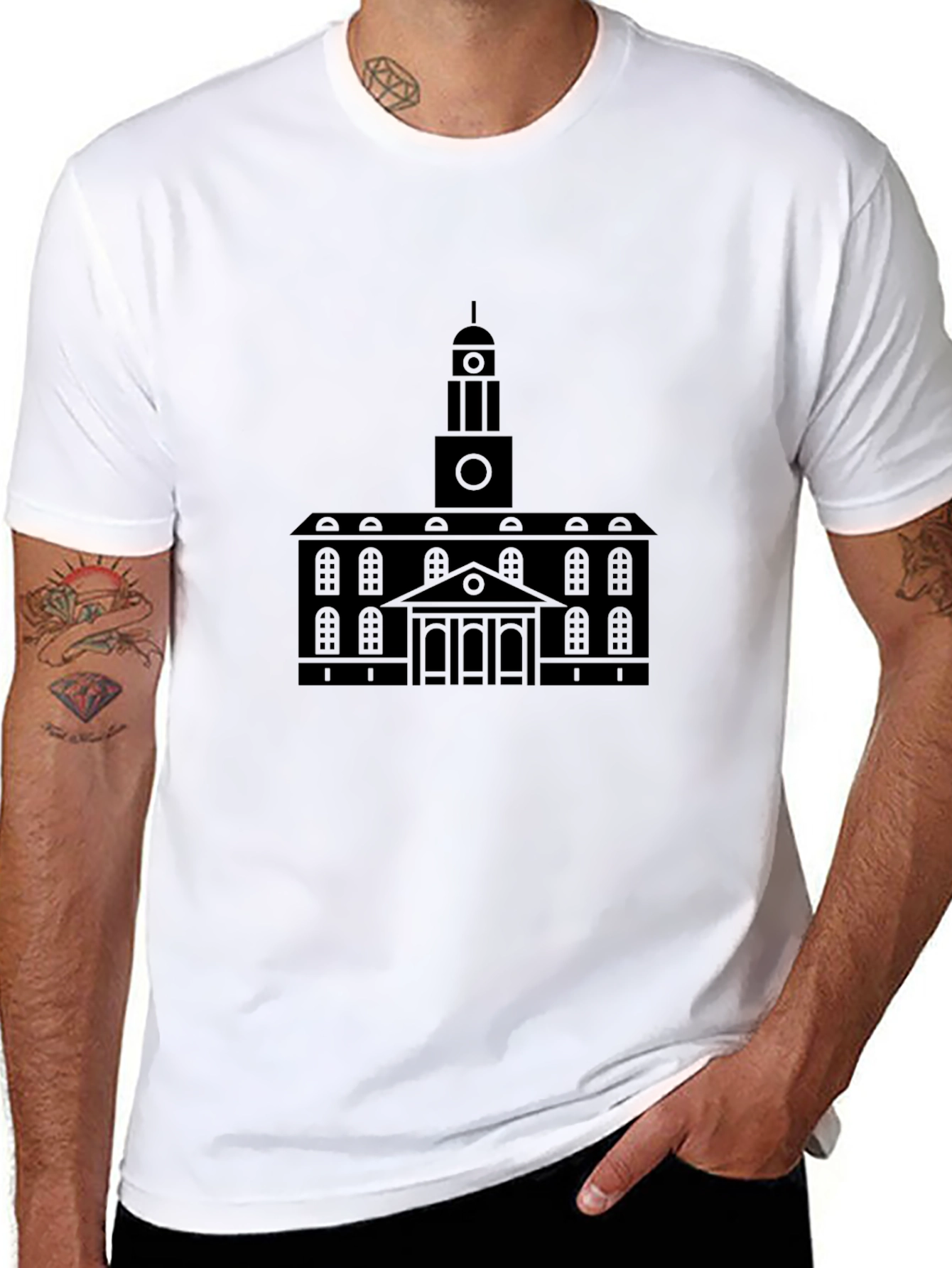 Mens Building Graphic Black T-Shirt