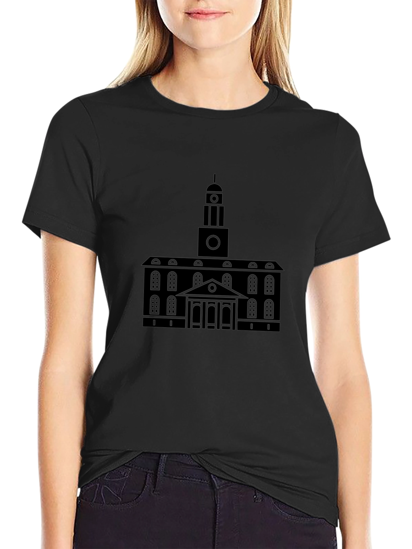 Mens Building Graphic Black T-Shirt