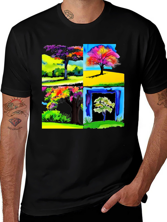 Colorful Tree Art Graphic Tee - Stylish Nature Lovers Shirt