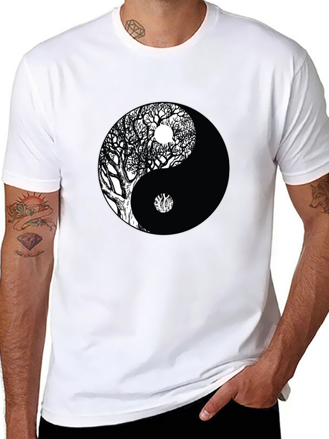 Yin Yang Tree Black T-Shirt