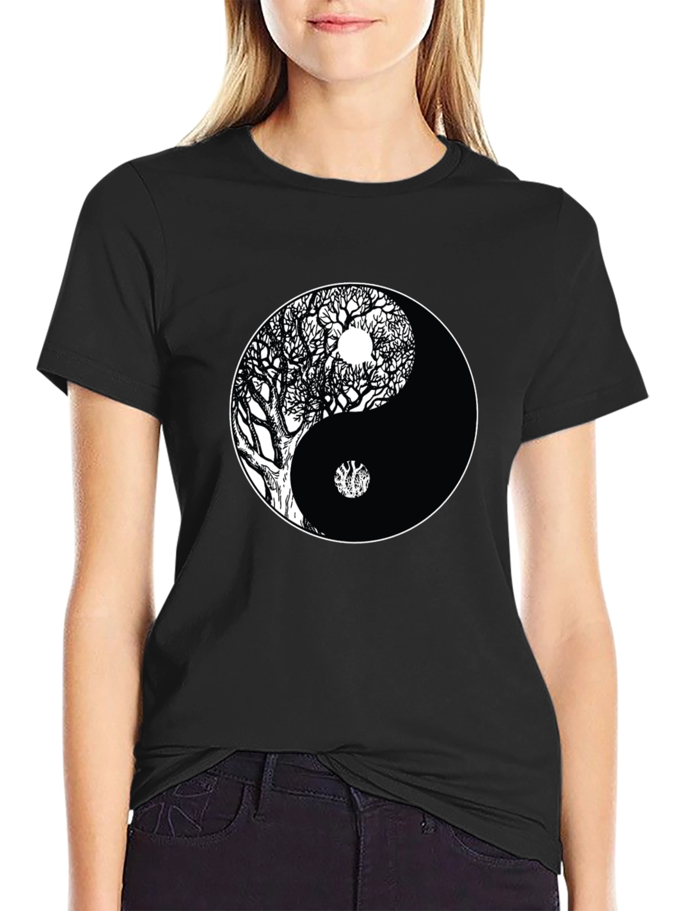 Yin Yang Tree Black T-Shirt