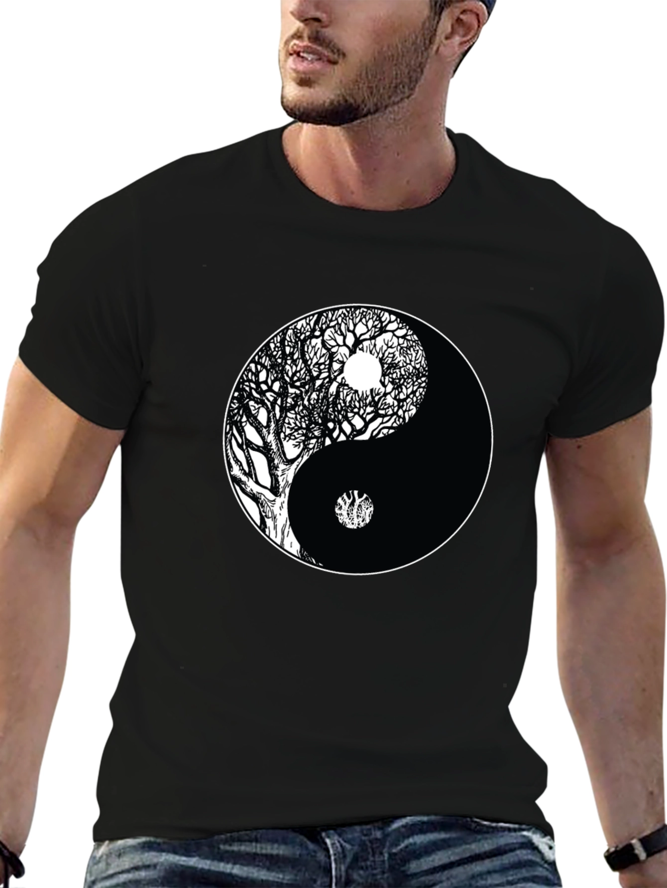 Yin Yang Tree Black T-Shirt