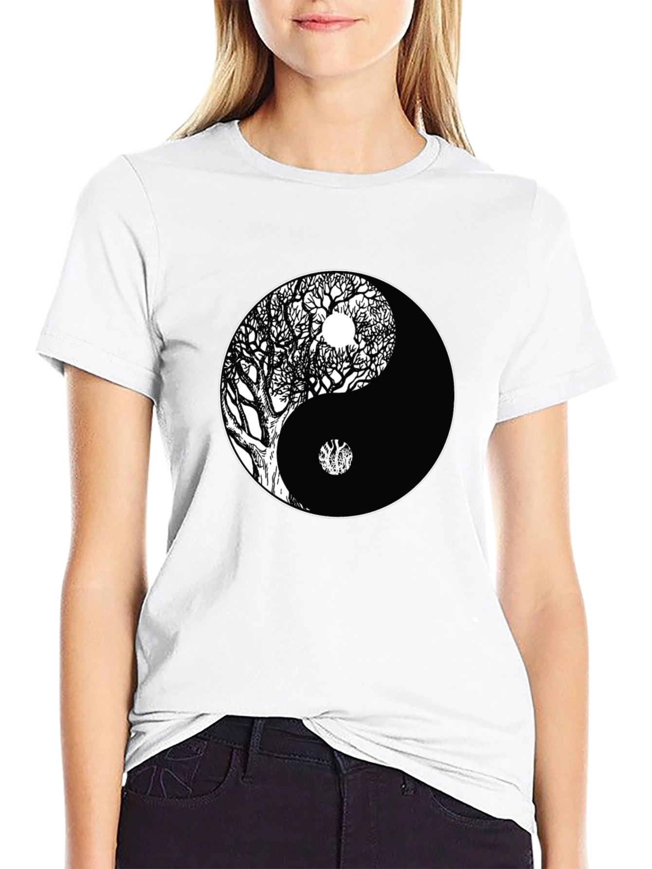 Yin Yang Tree Black T-Shirt