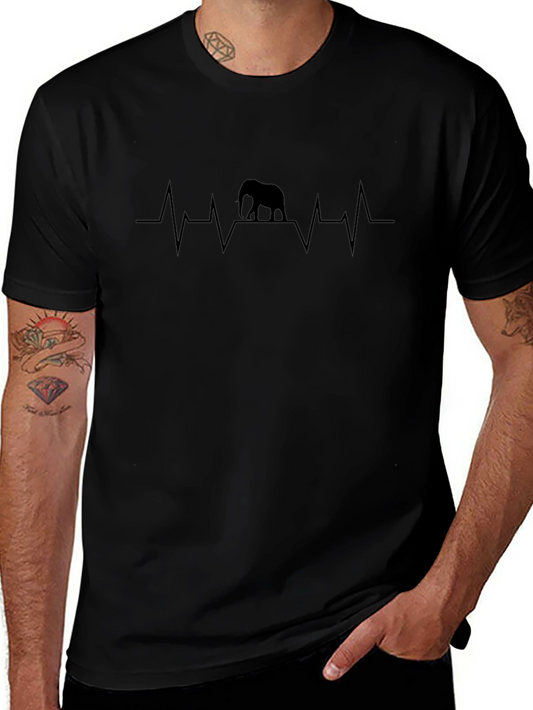 Elephant Heartbeat T-Shirt - Black Cotton Tee