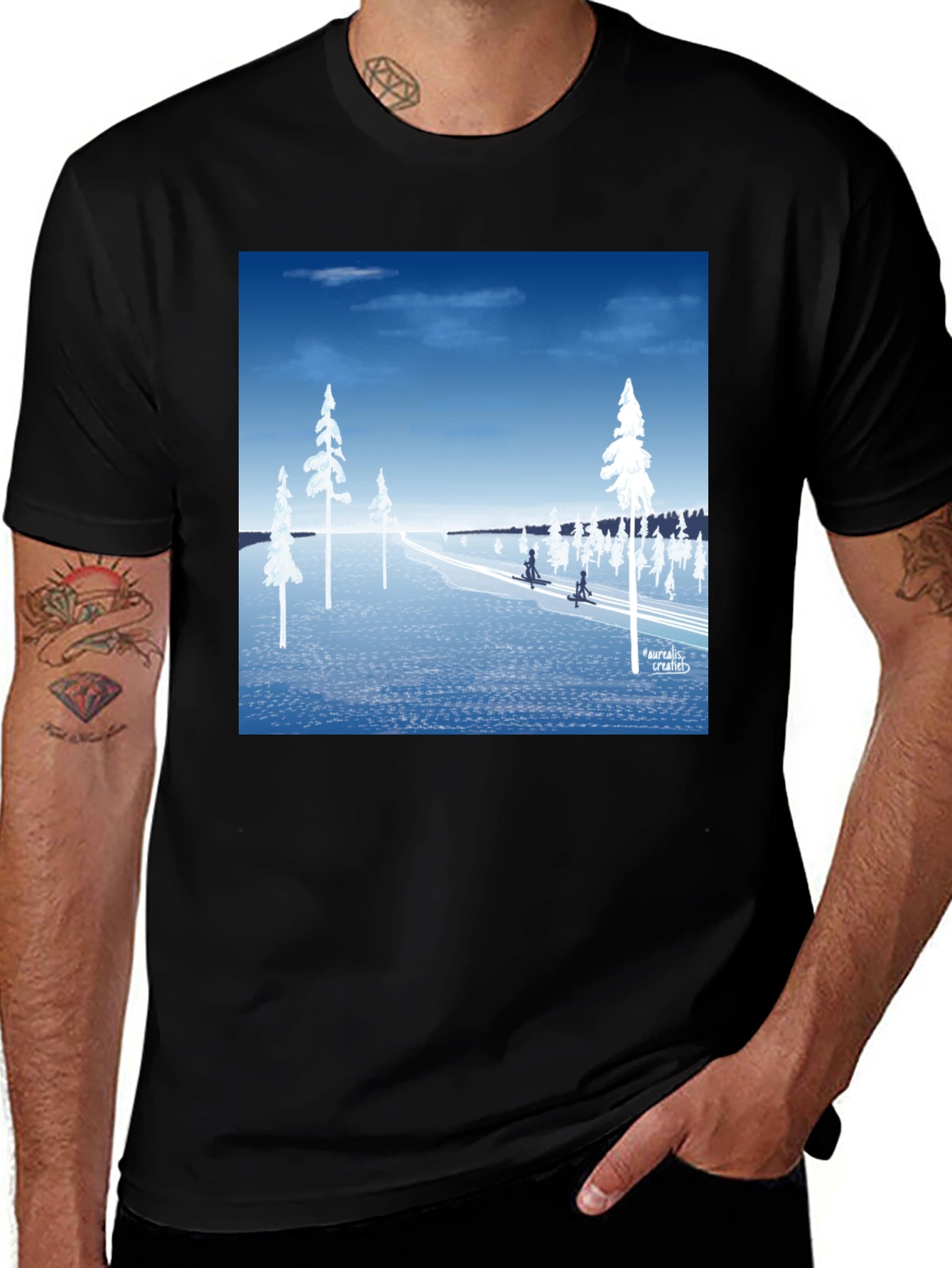 Winter Landscape Tee: Nordic Skiing Design