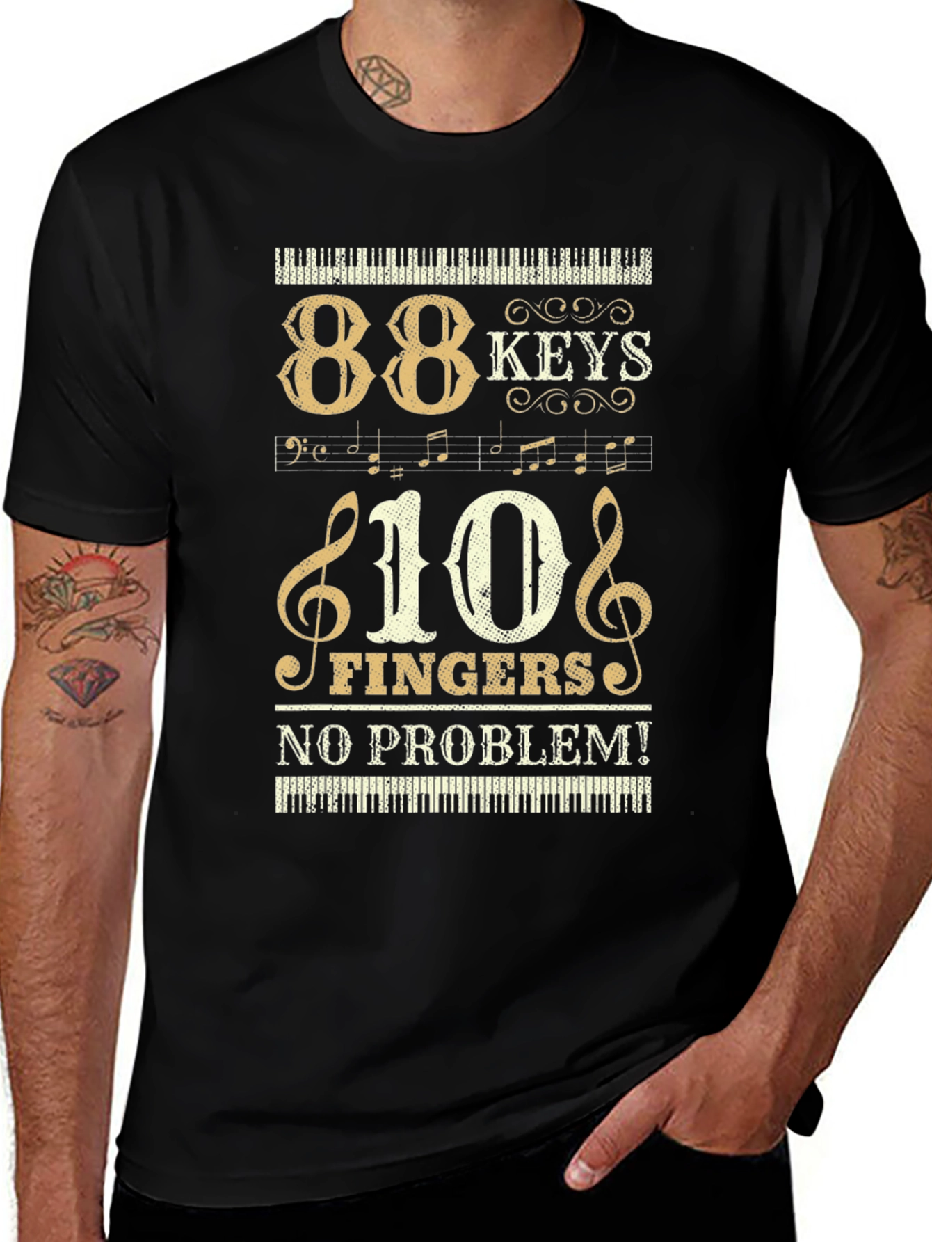88 Keys 10 Fingers Piano T-Shirt Musician Tee