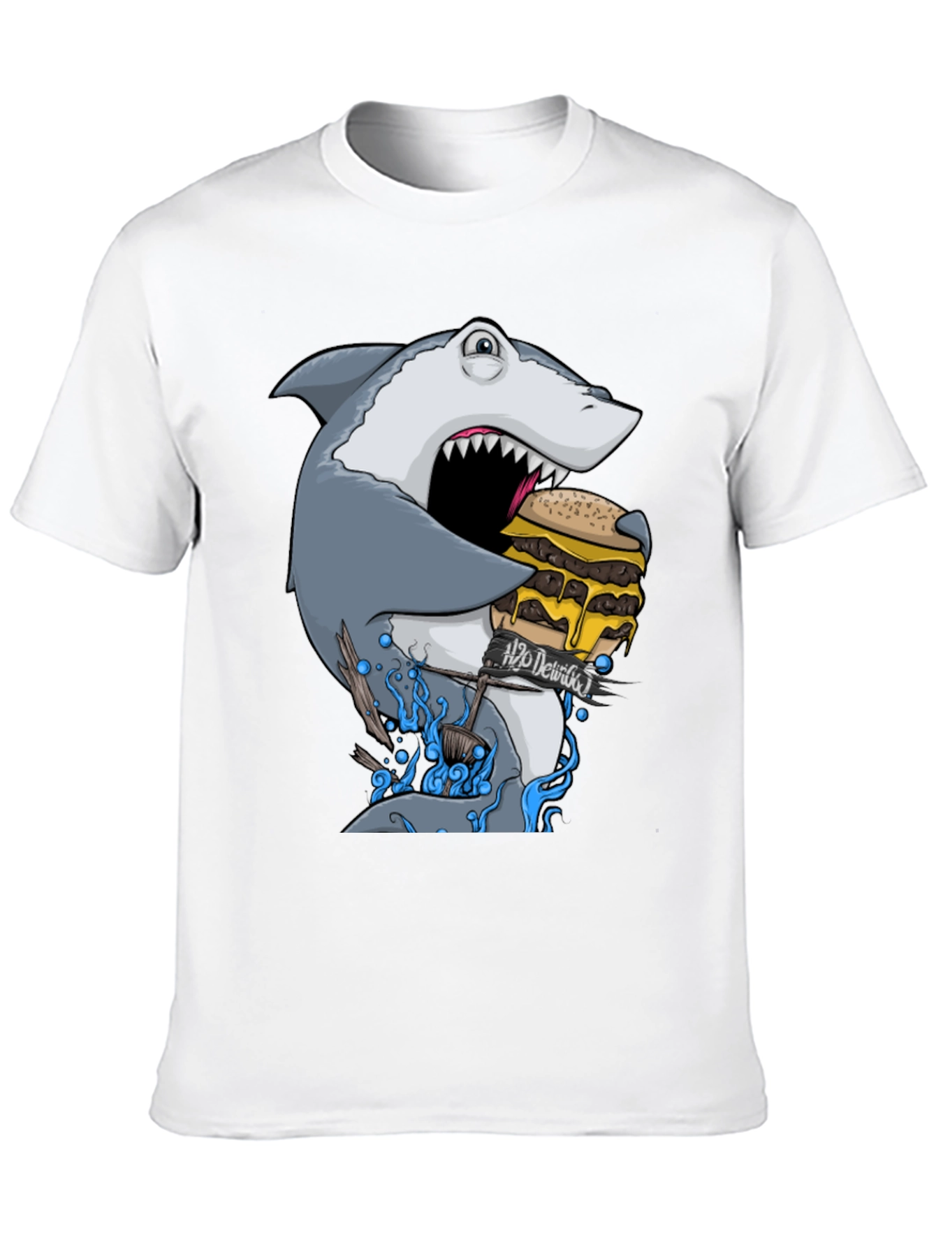 Shark Eating Burger Graphic Tee