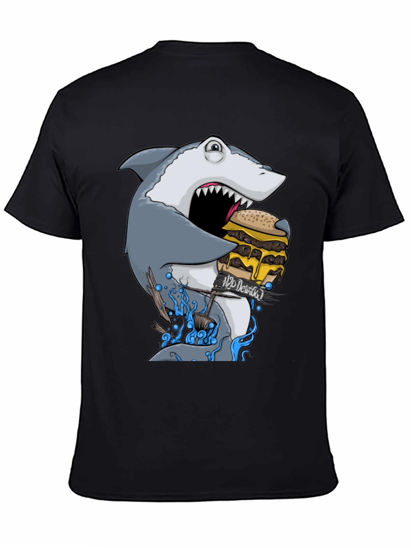 Shark Eating Burger Graphic Tee