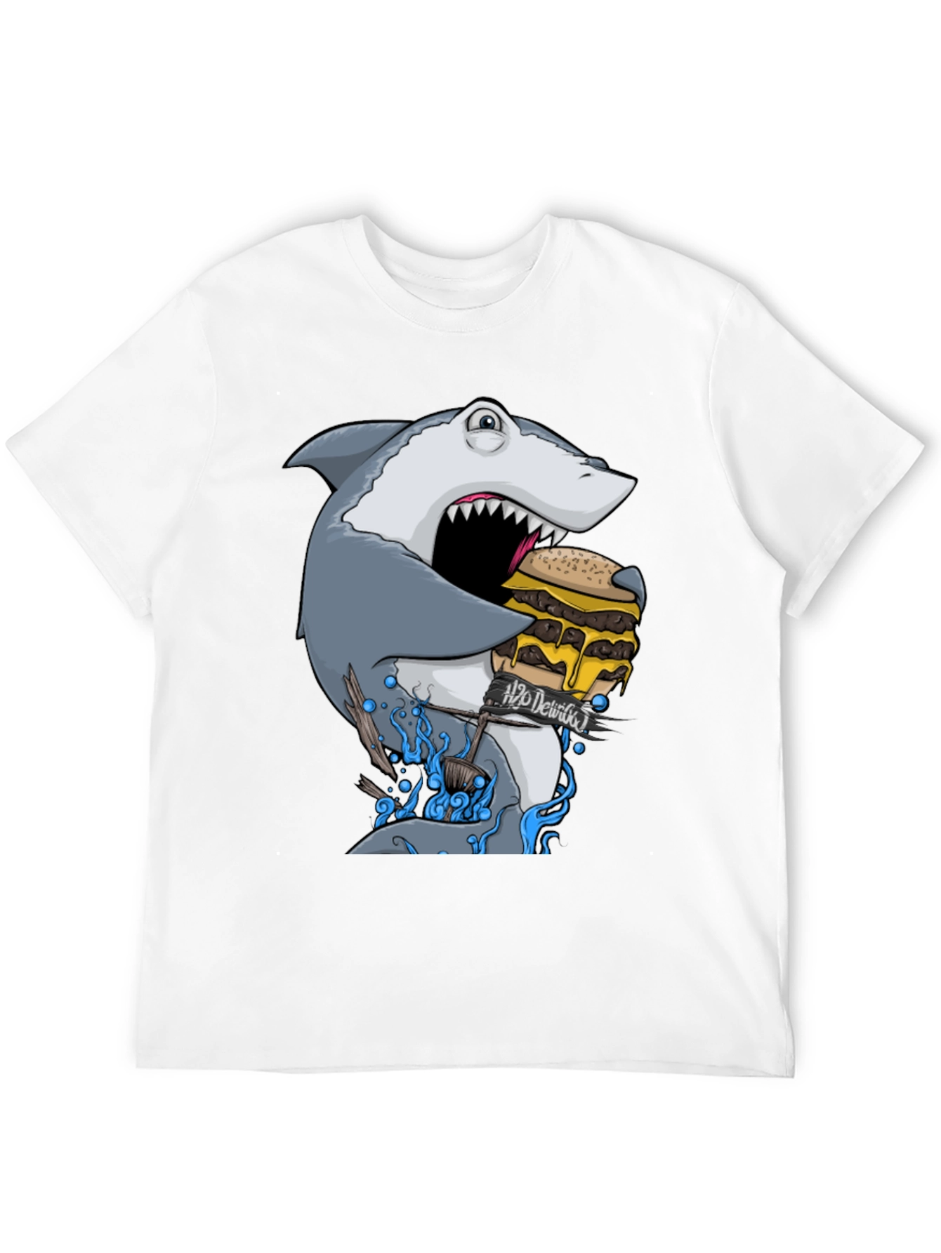 Shark Eating Burger Graphic Tee