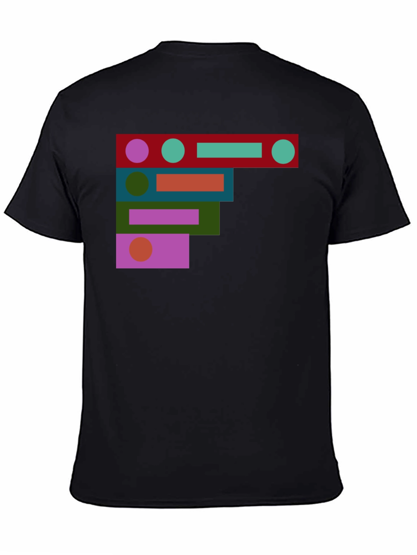 Abstract Geometric Shapes Black T-Shirt