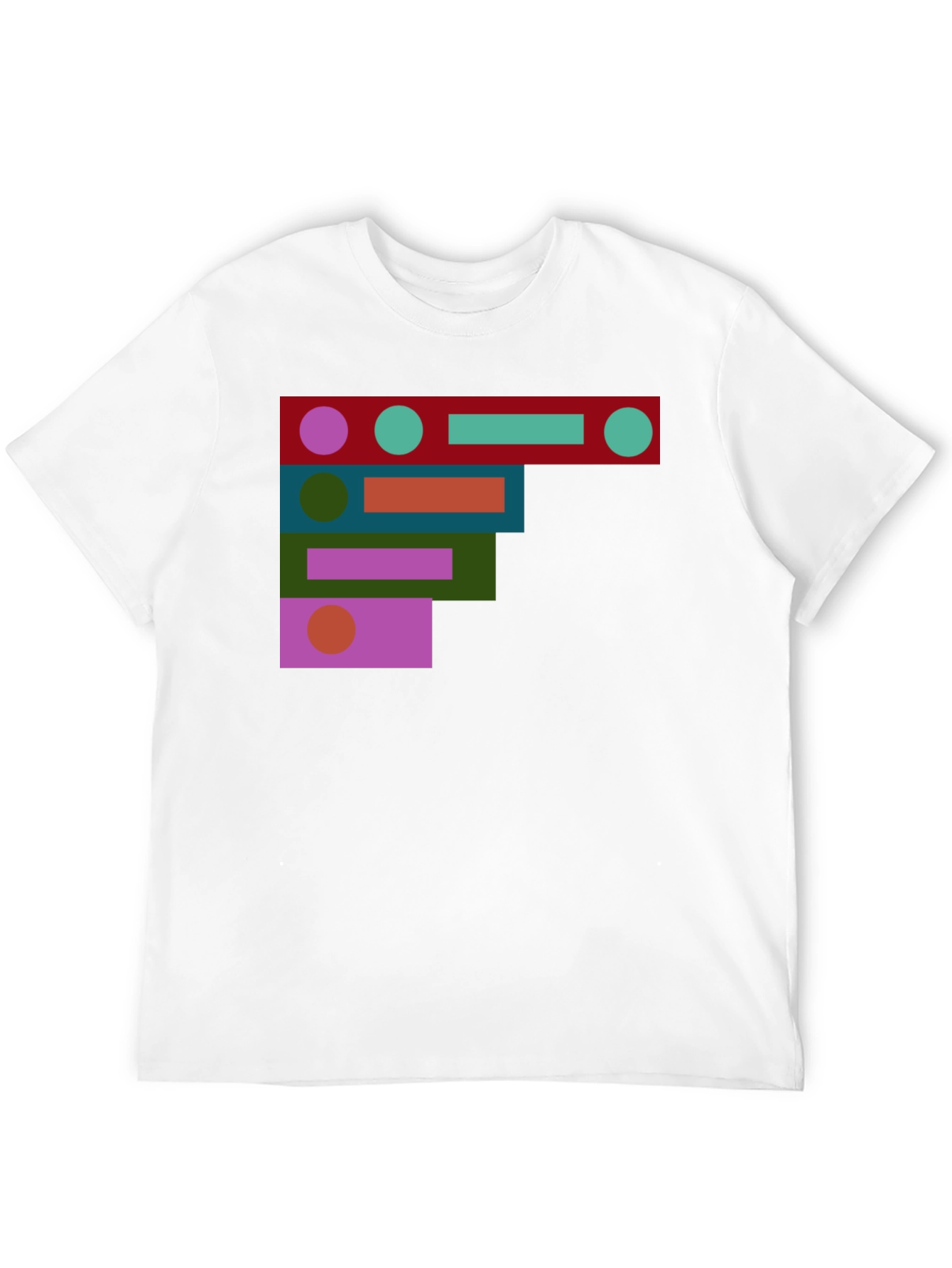 Abstract Geometric Shapes Black T-Shirt