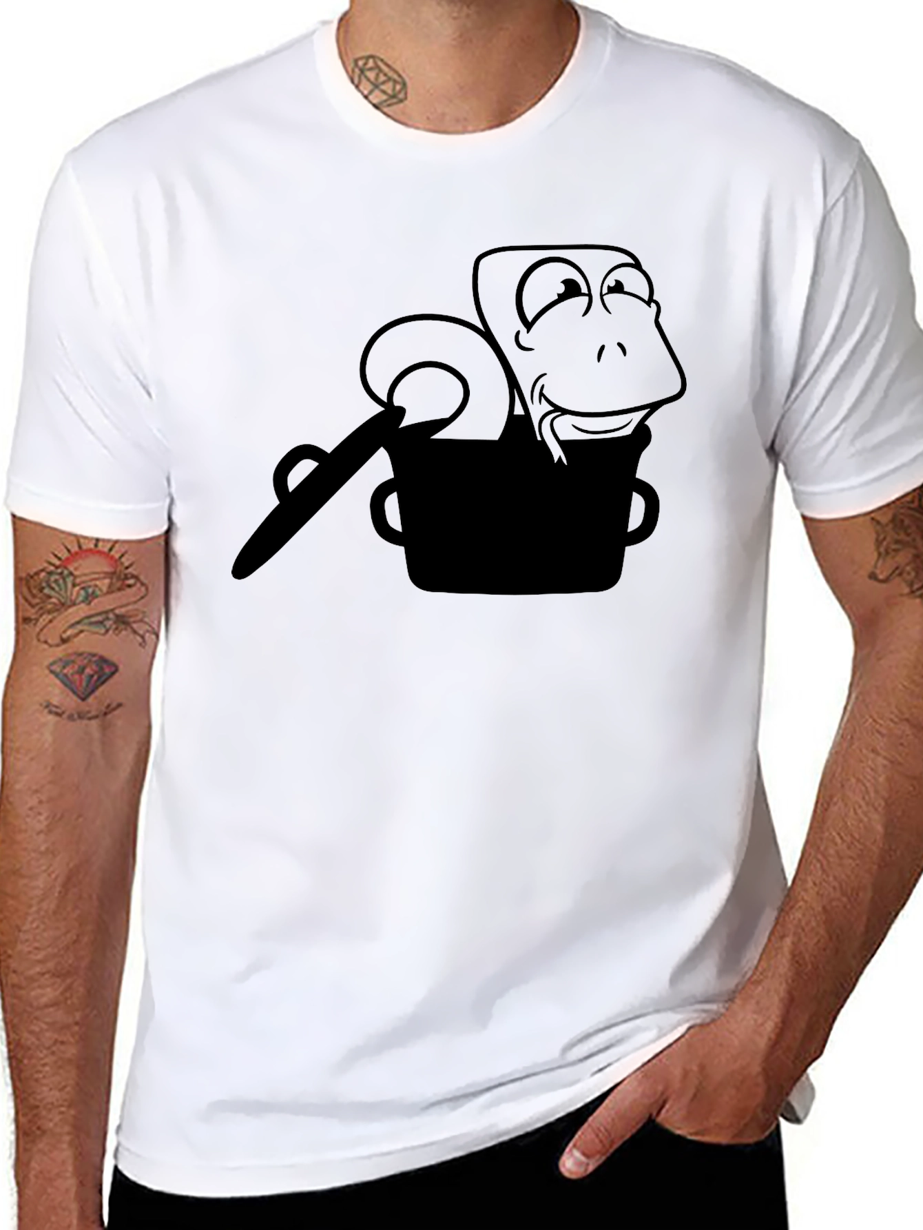 Black Graphic Tee - Snake Charmer Design