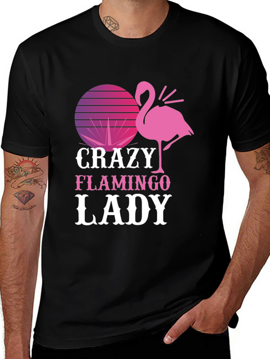 Crazy Flamingo Lady Graphic T-Shirt