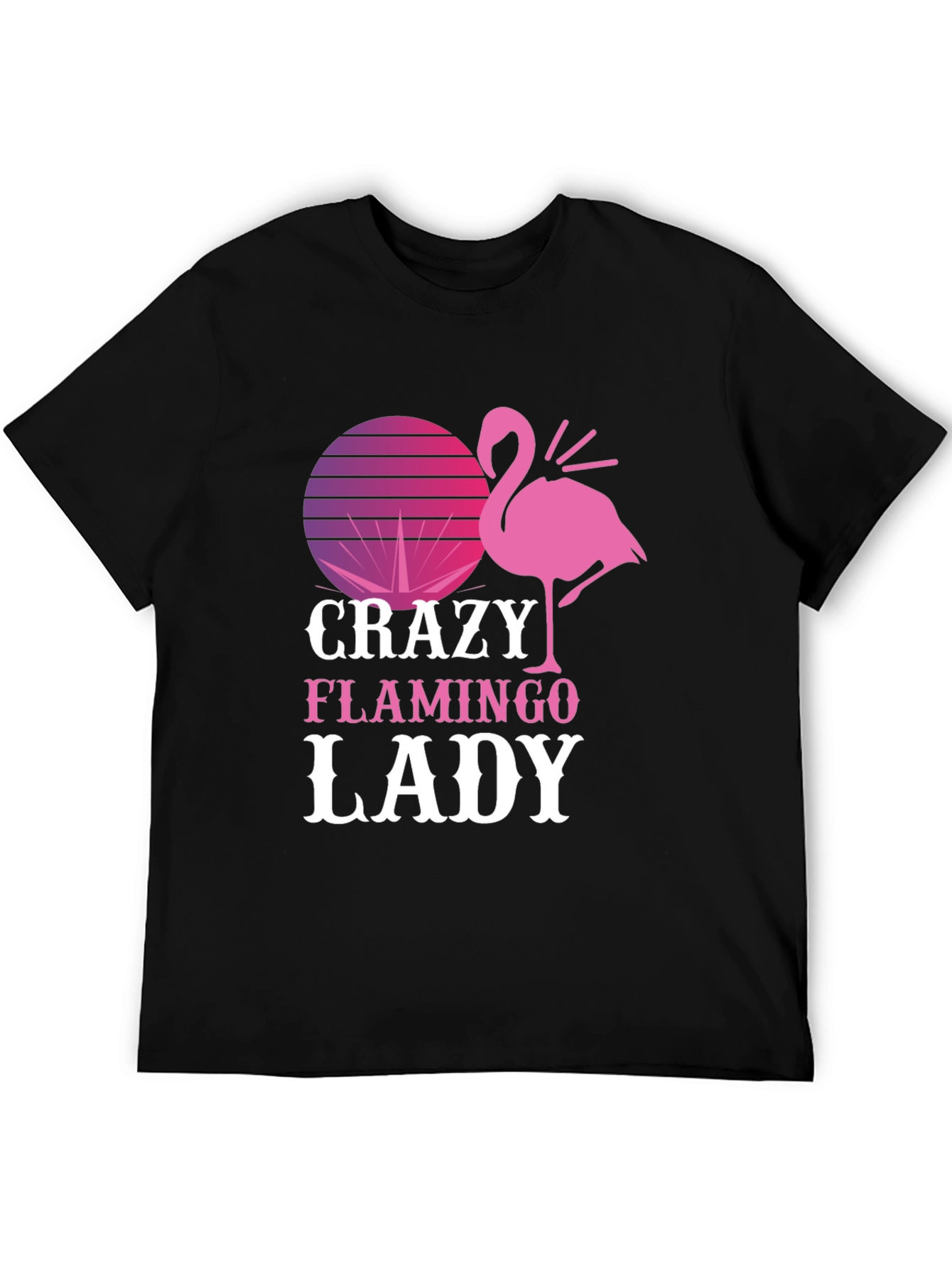 Crazy Flamingo Lady Graphic T-Shirt
