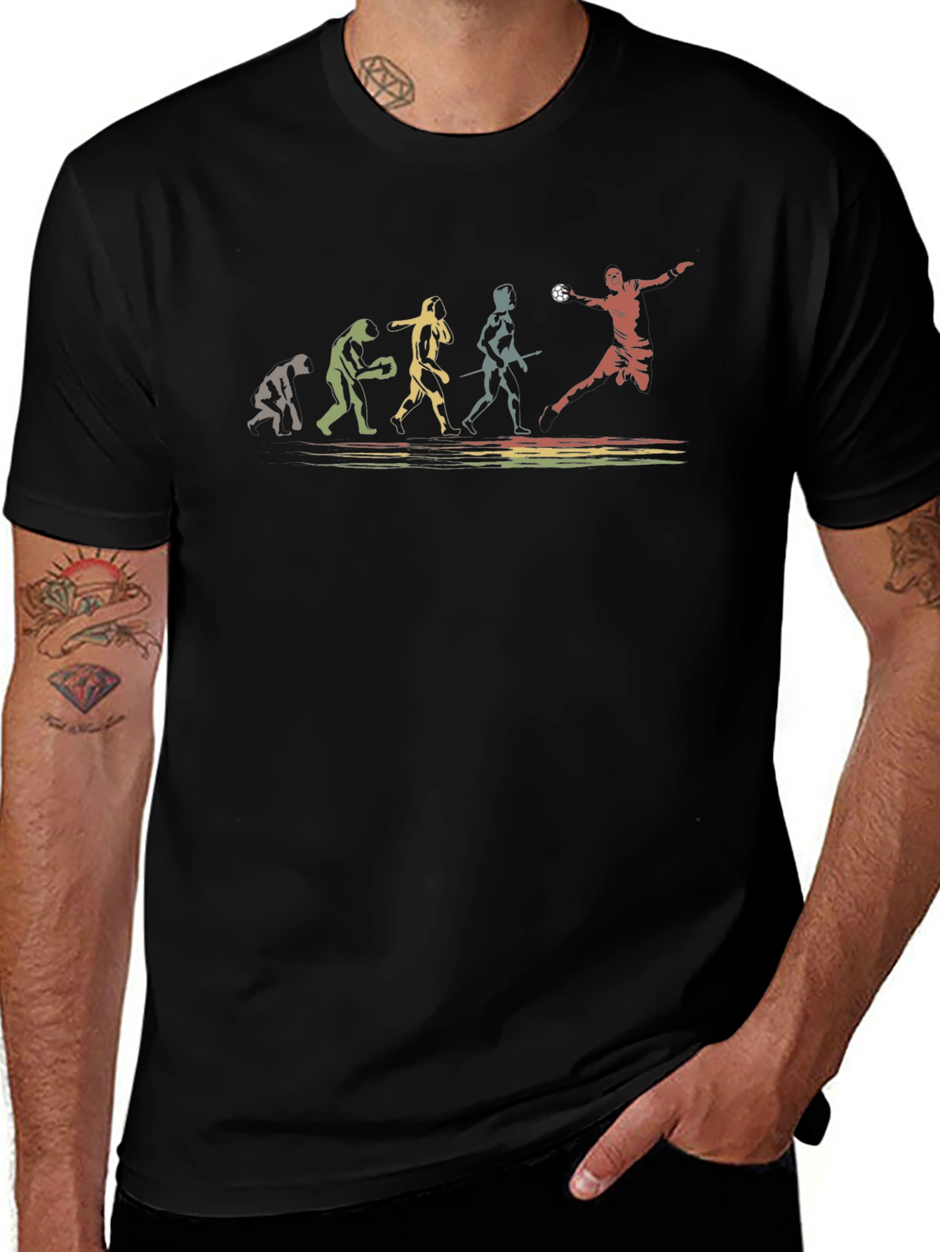 Handball Evolution Graphic Tee - Black Cotton