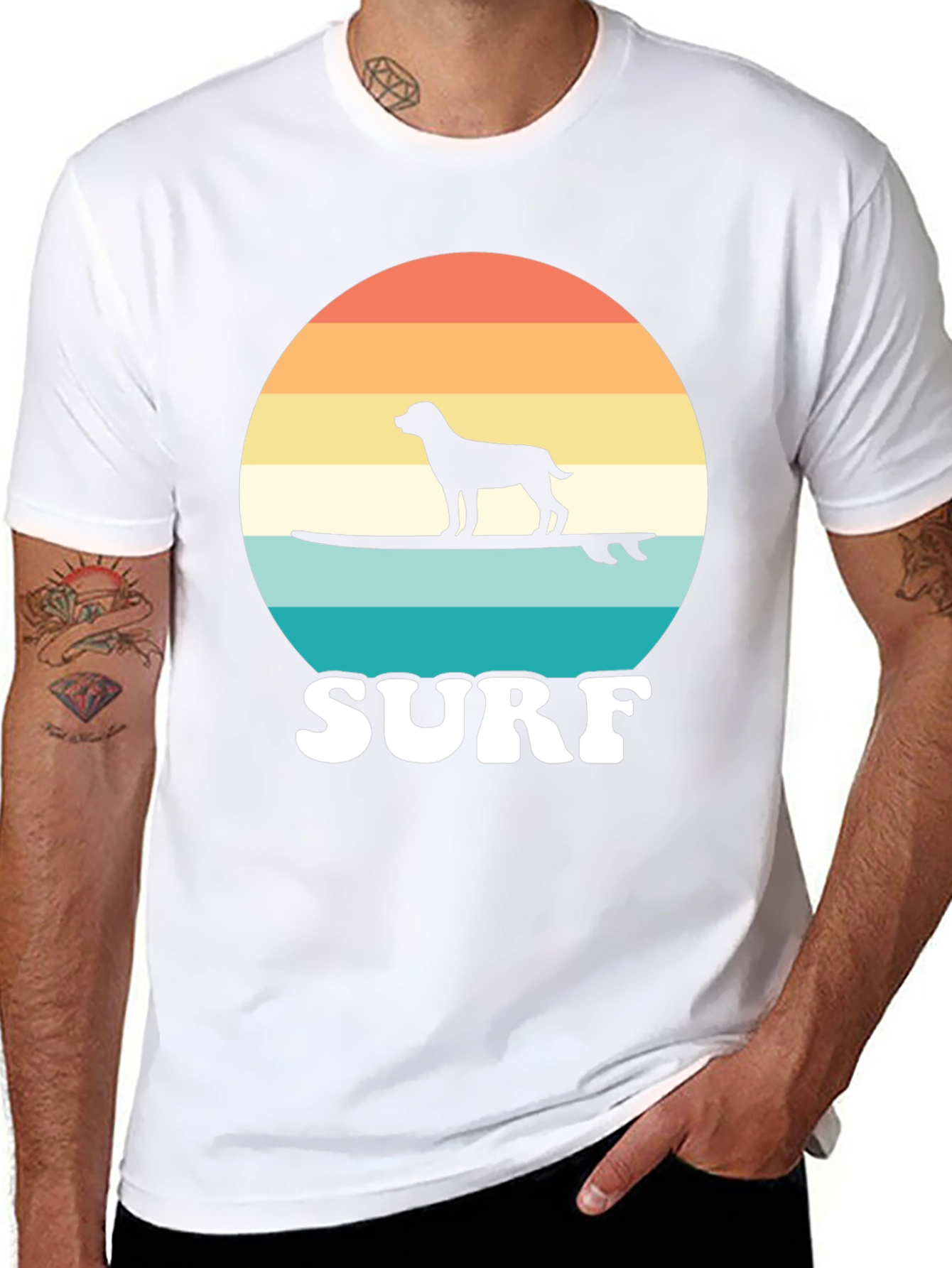 Dog Surfing Sunset Tee - Cool Dog Lover Gift