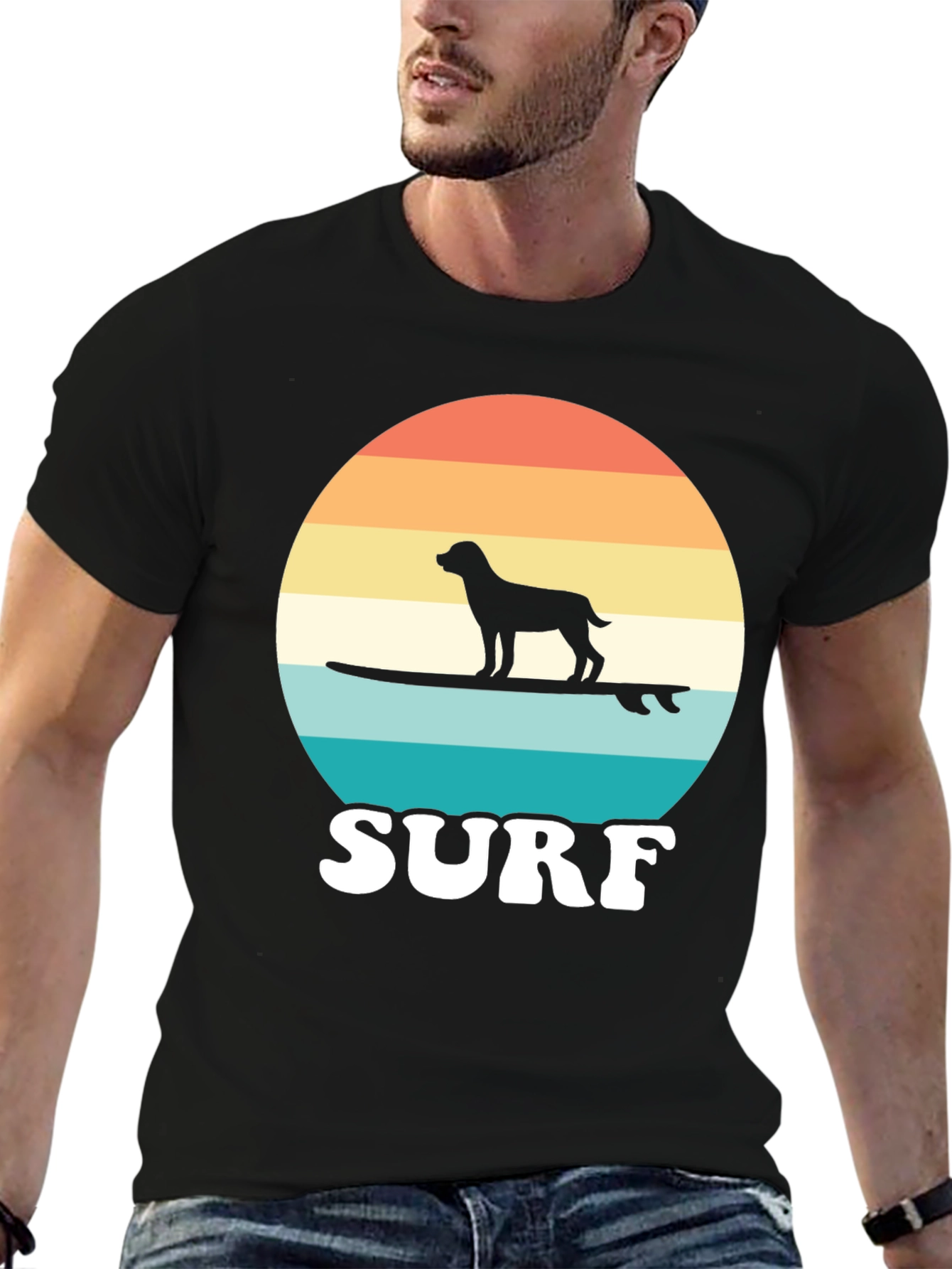 Dog Surfing Sunset Tee - Cool Dog Lover Gift