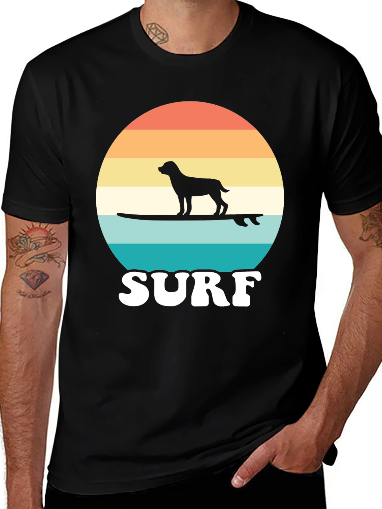 Dog Surfing Sunset Tee - Cool Dog Lover Gift