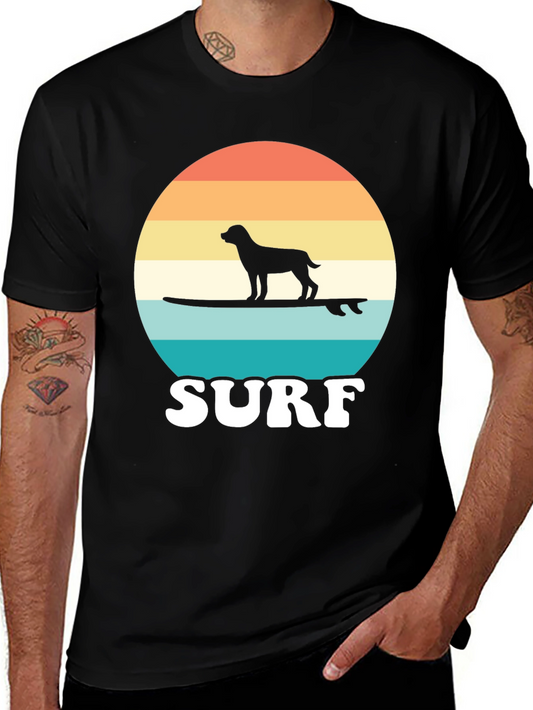 Dog Surfing Sunset Tee - Cool Dog Lover Gift