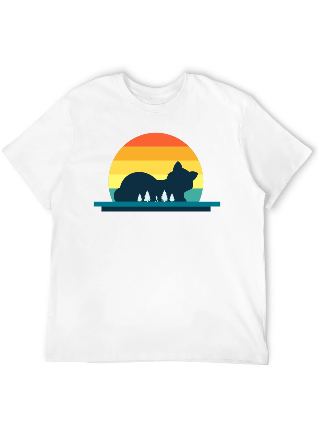 Cat Sunset Silhouette Black T-Shirt
