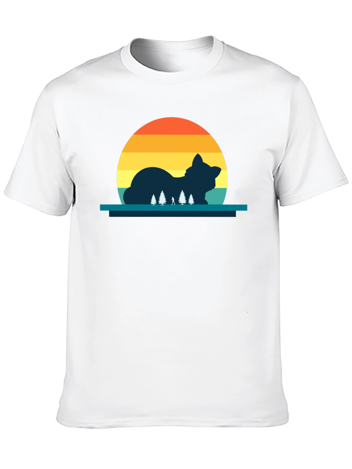 Cat Sunset Silhouette Black T-Shirt