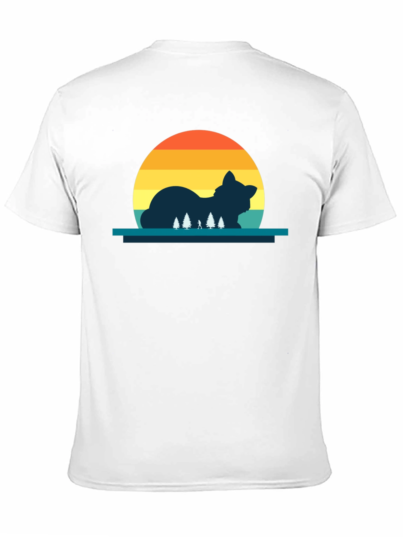 Cat Sunset Silhouette Black T-Shirt