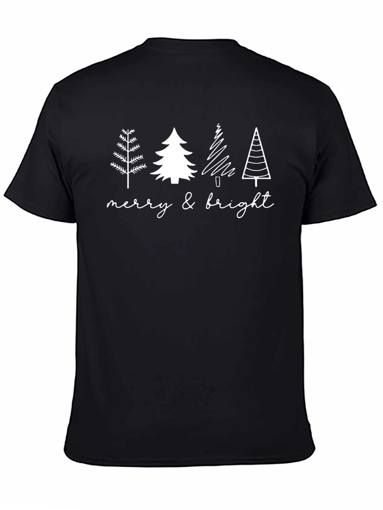 Merry & Bright Christmas Trees Black T-Shirt