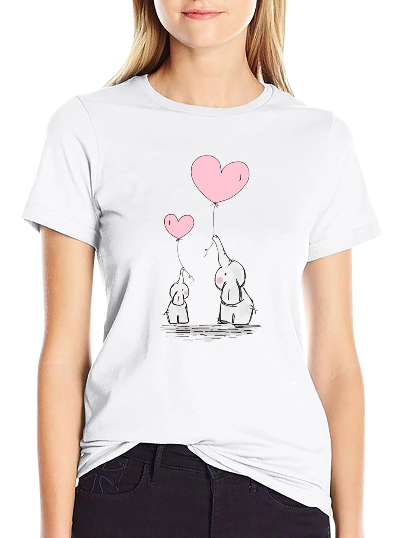 Elephant Love Graphic Print Tee