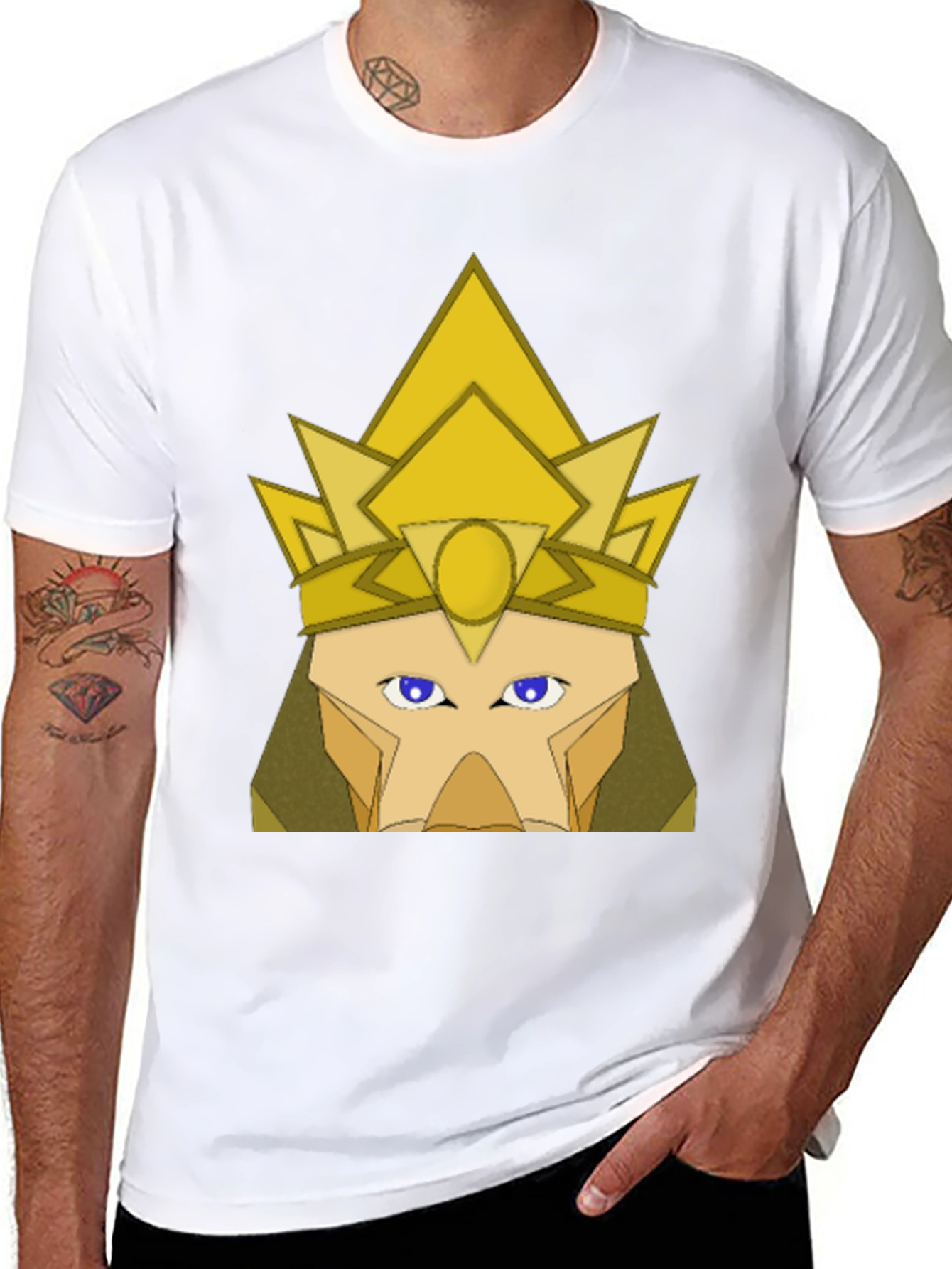 Geometric Crown Graphic Tee - Black