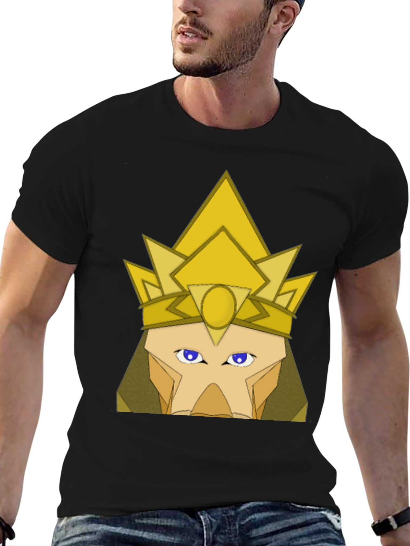 Geometric Crown Graphic Tee - Black