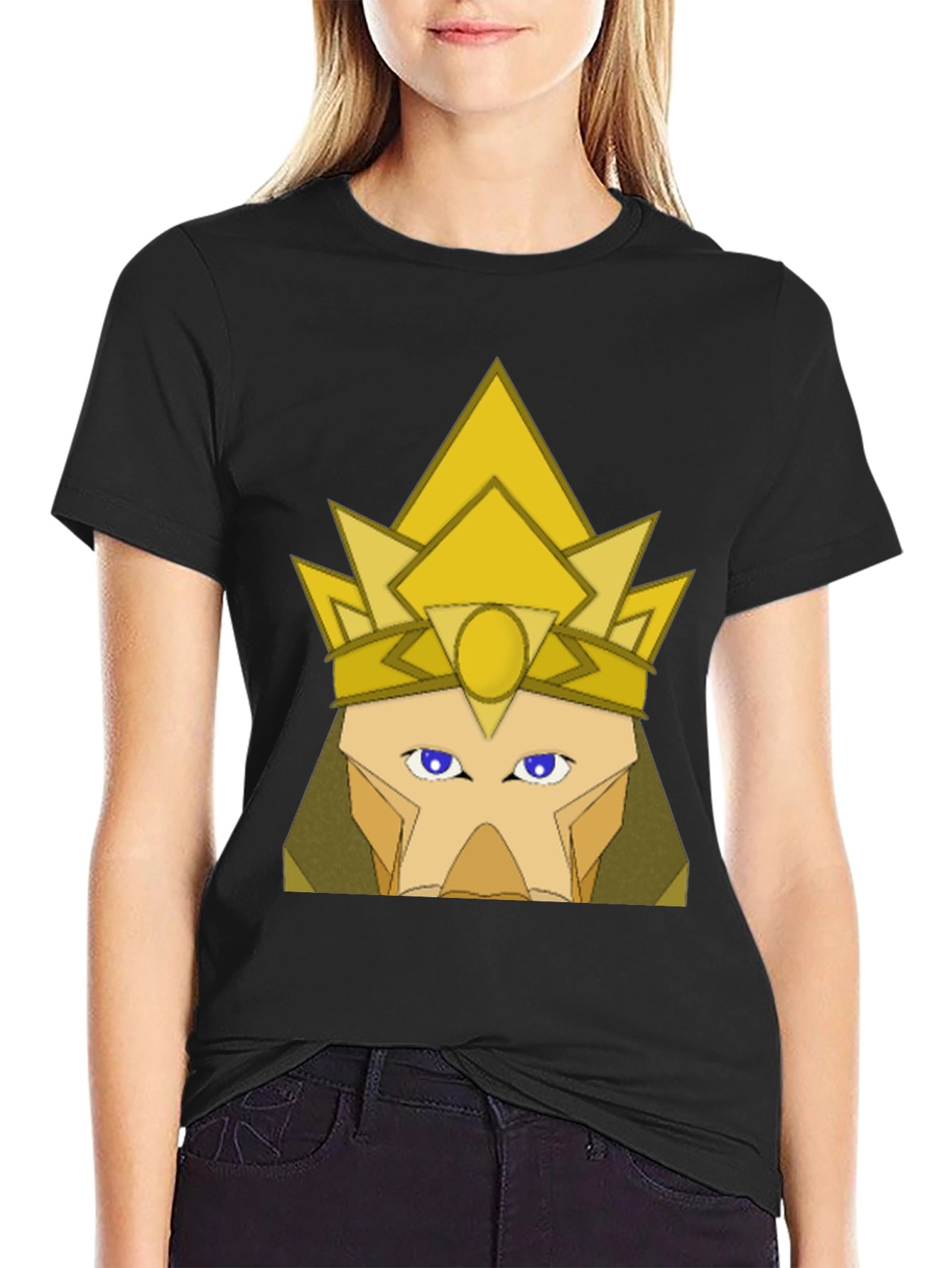 Geometric Crown Graphic Tee - Black