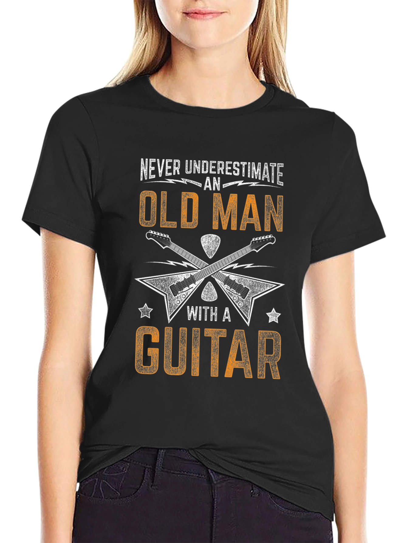 Never Underestimate Old Man Guitar T-Shirt