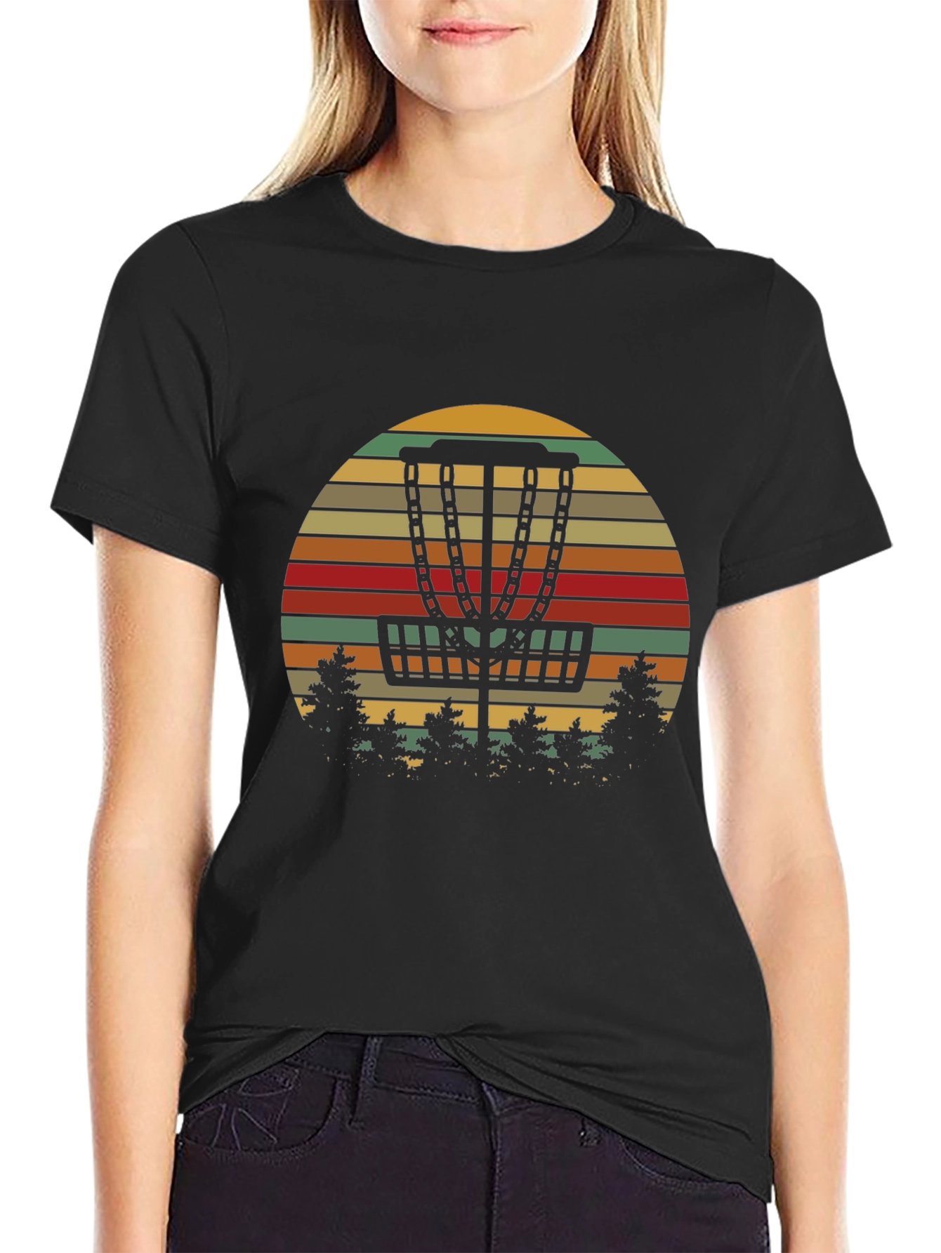 Retro Disc Golf T-Shirt - Sunset Basket Tee
