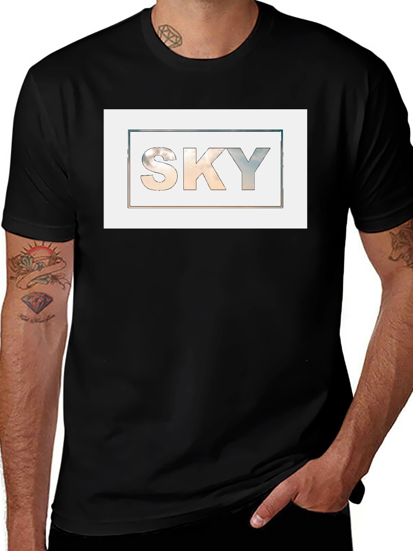 Sky Graphic Black T-Shirt for Men