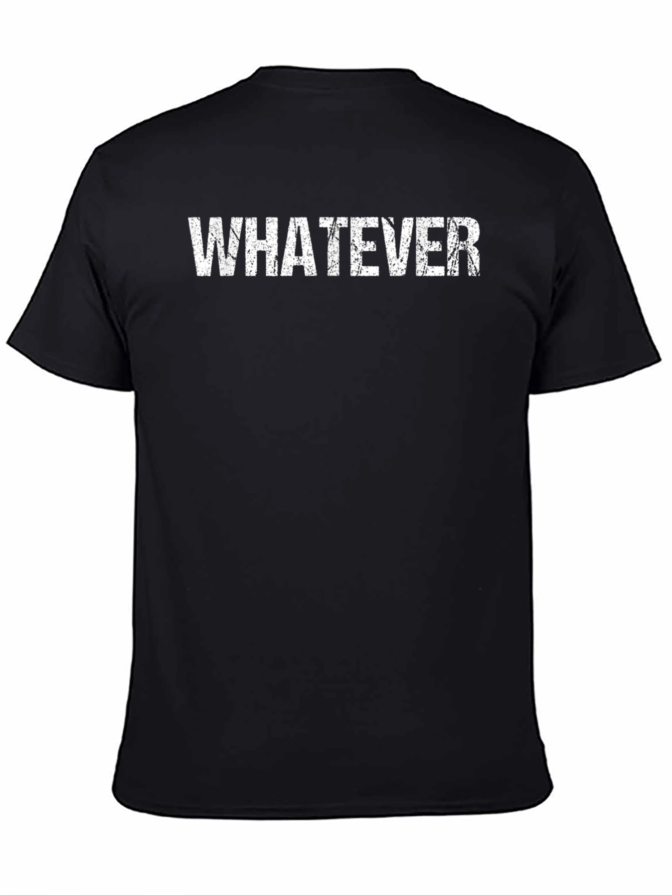 Mens Black T-Shirt - Distressed Whatever Graphic