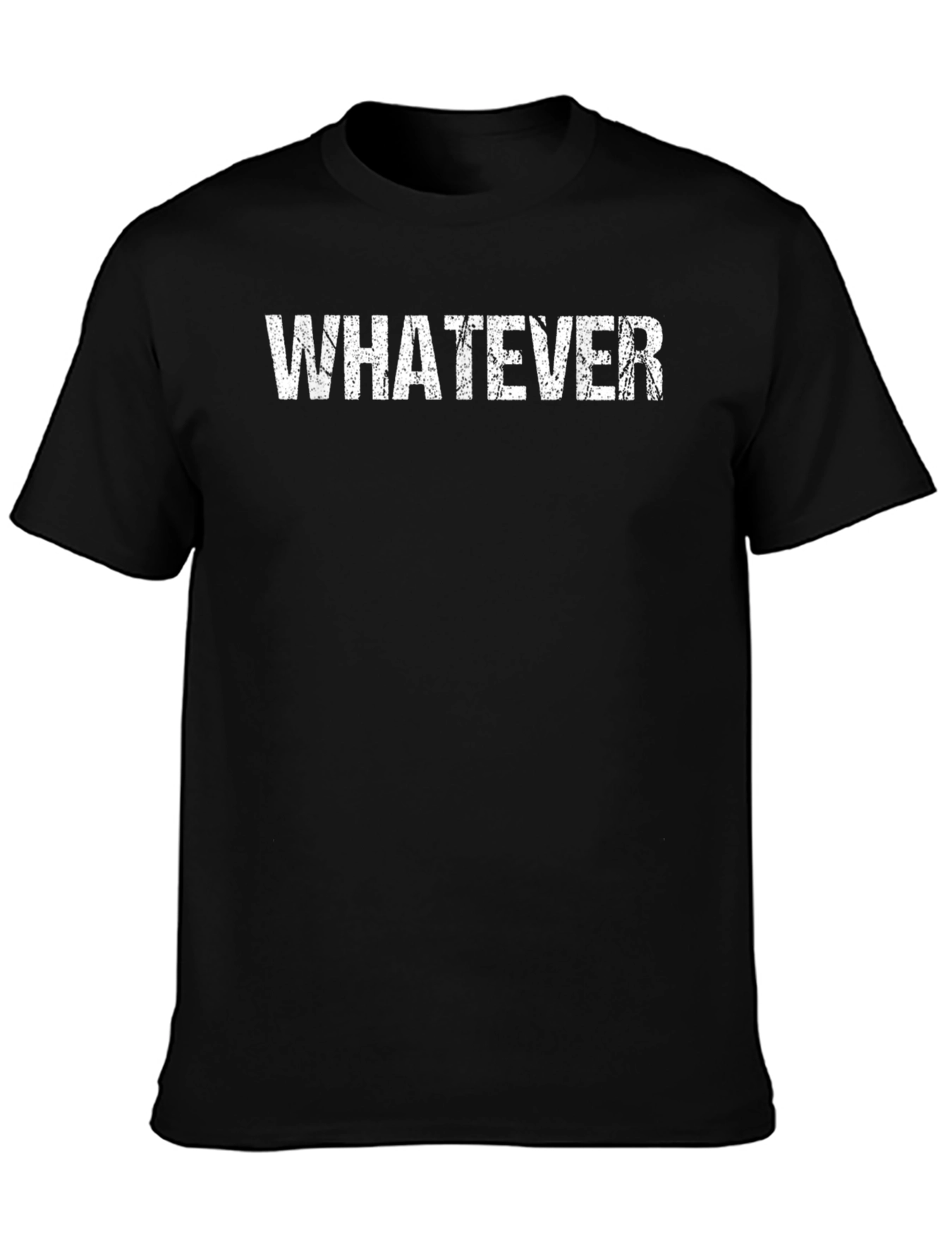 Mens Black T-Shirt - Distressed Whatever Graphic